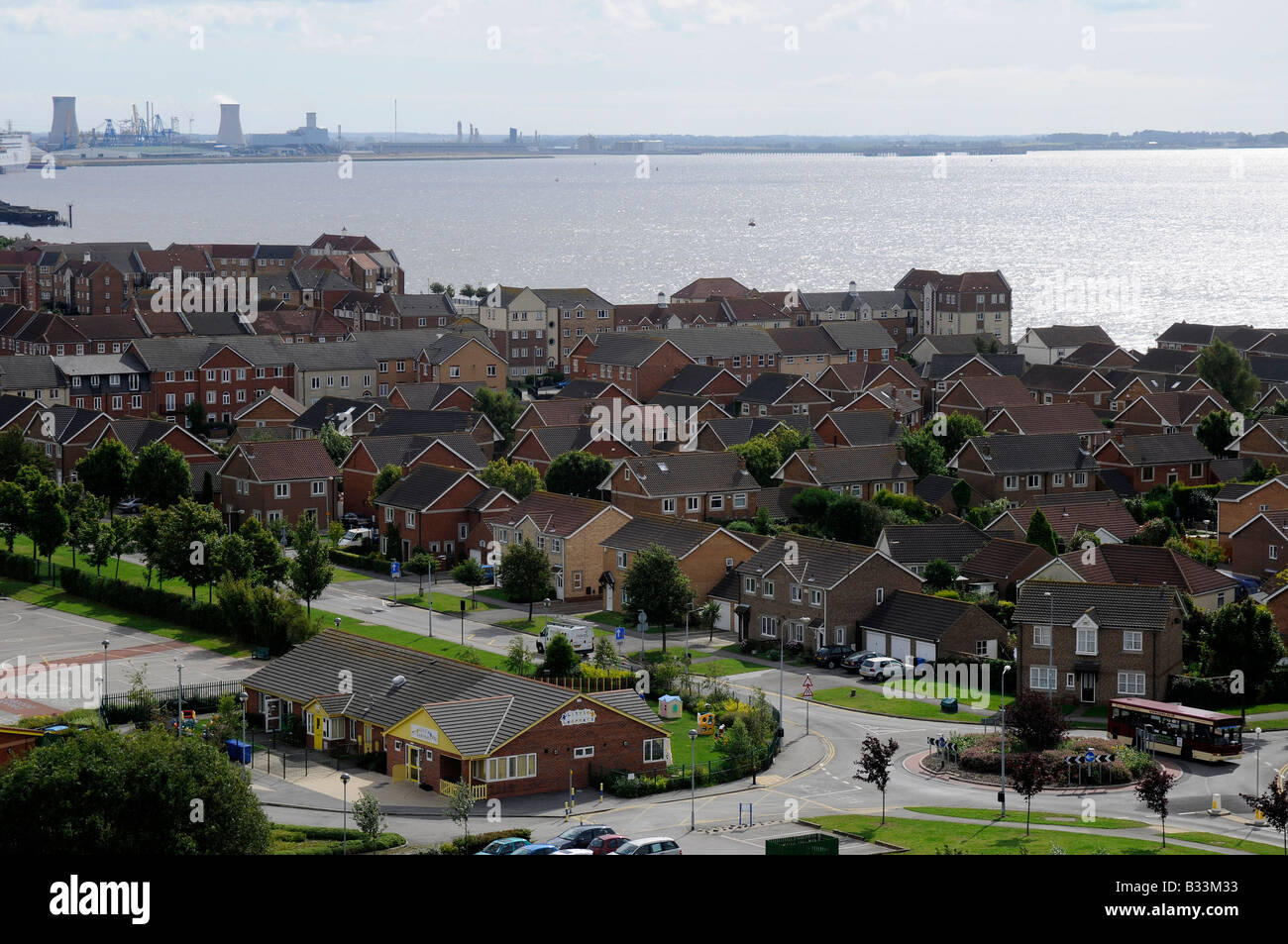 Nuovo alloggiamento sviluppo sulle rive dell'Humber Estuary, Hull, Humberside, nell Inghilterra del Nord Foto Stock