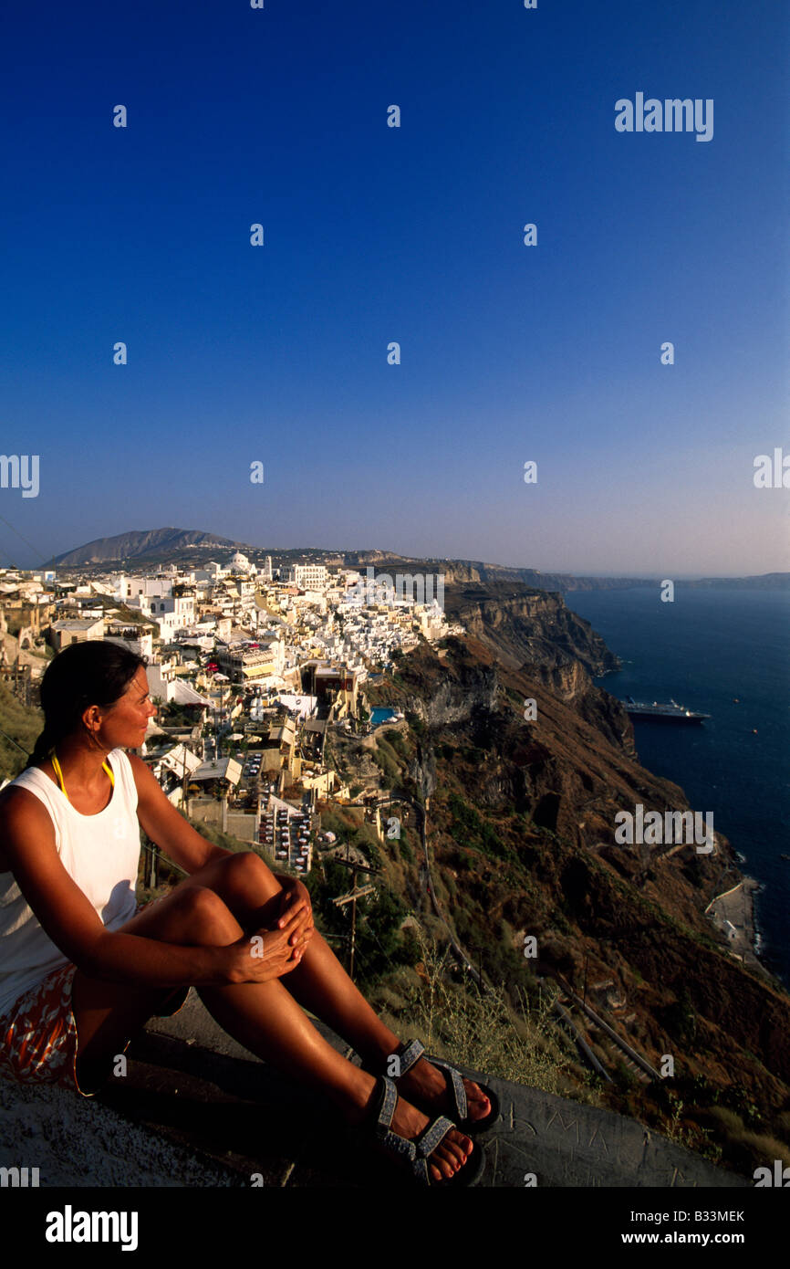 Thira Santorini Cyclades Grecia Foto Stock