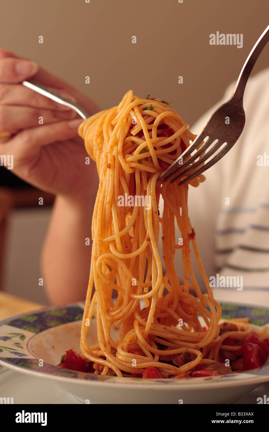 Spaghetti con frutti di mare Foto Stock