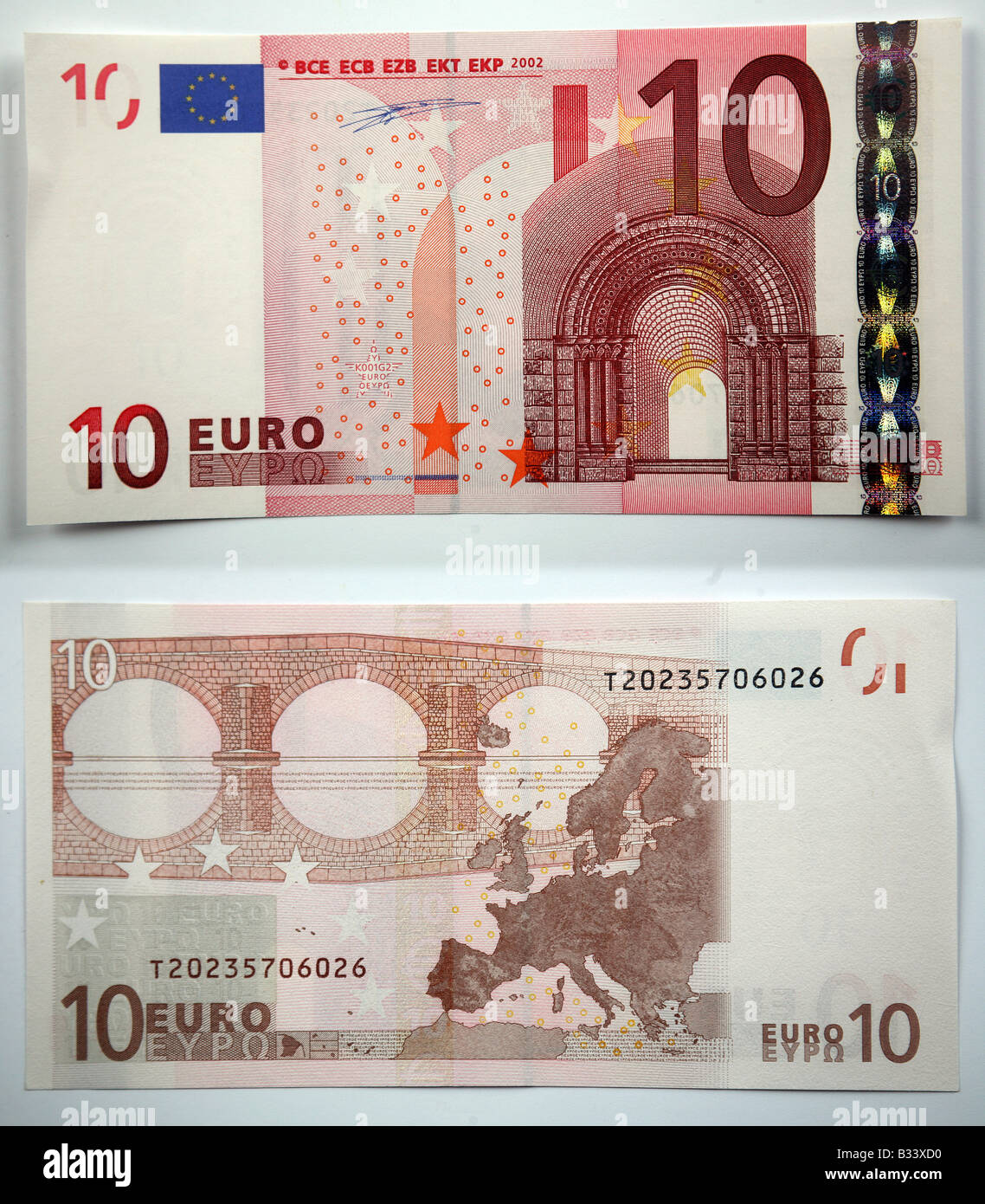 Dieci euro banconota accettata nella maggior parte dei paesi europei Foto Stock