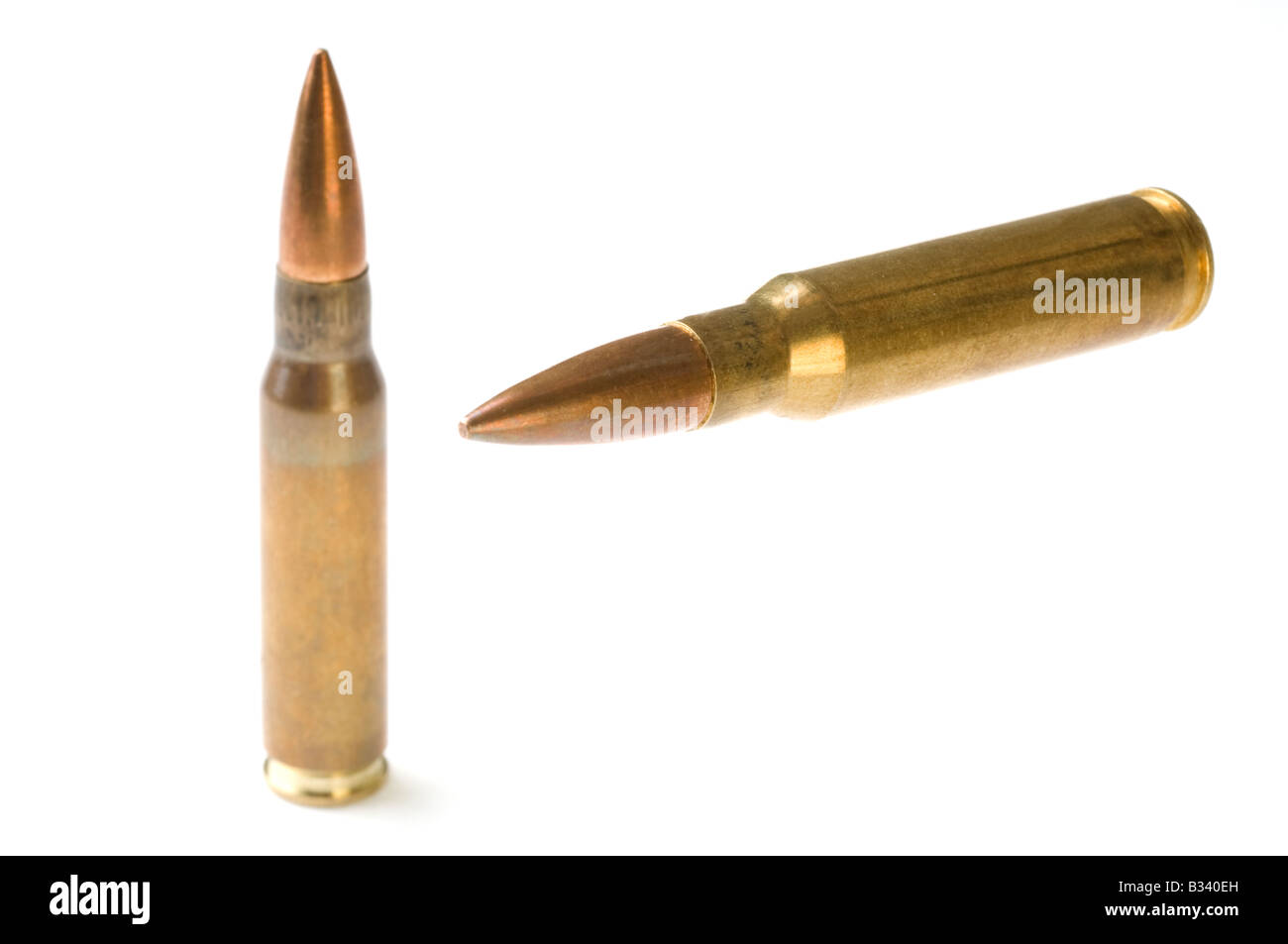 Due Winchester 308 proiettili di fucile Foto Stock