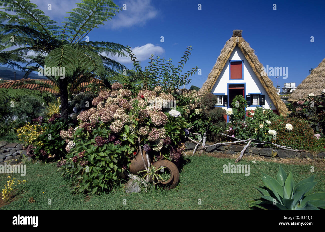 Casas de colmo di Santana Madeira Foto Stock