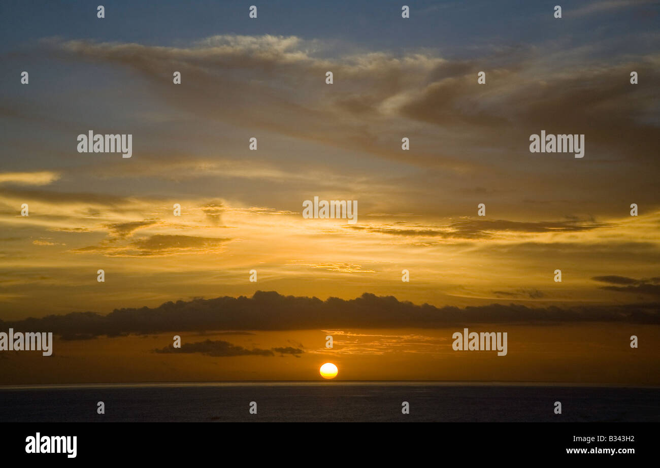 Tramonto sul Mare dei Caraibi. Foto Stock