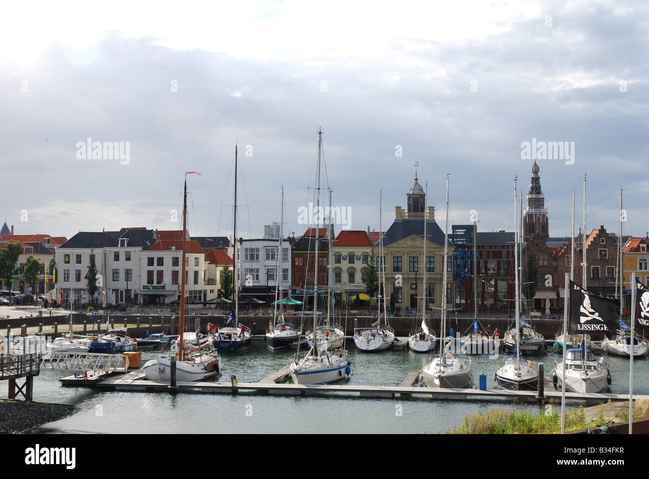 Ballastkade con porto Vissershaven Vlissingen Paesi Bassi Foto Stock