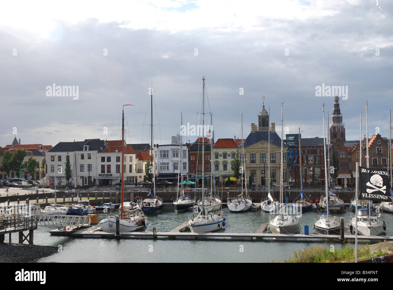 Ballastkade con porto Vissershaven Vlissingen Paesi Bassi Foto Stock
