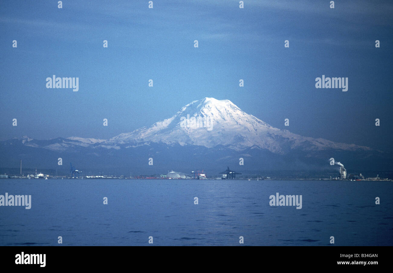 Mt. Rainier Inizio Bay Puget Sound Tacoma Washington Mountain Foto Stock