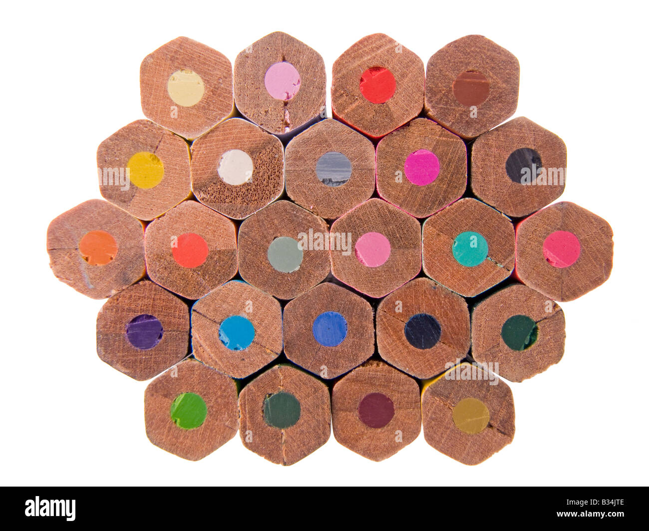 Matite di colore collezione con i colori miscelati Foto Stock