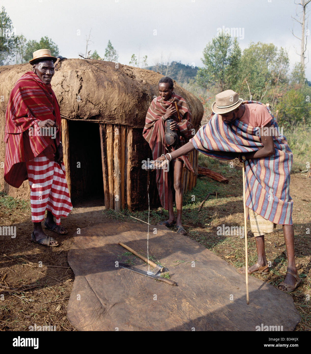 Kenya, Samburu District, Porro. Il giorno prima di Samburu ragazzi sono circoncisi nel loro lorora, (lo scopo di costruire la circoncisione encam Foto Stock