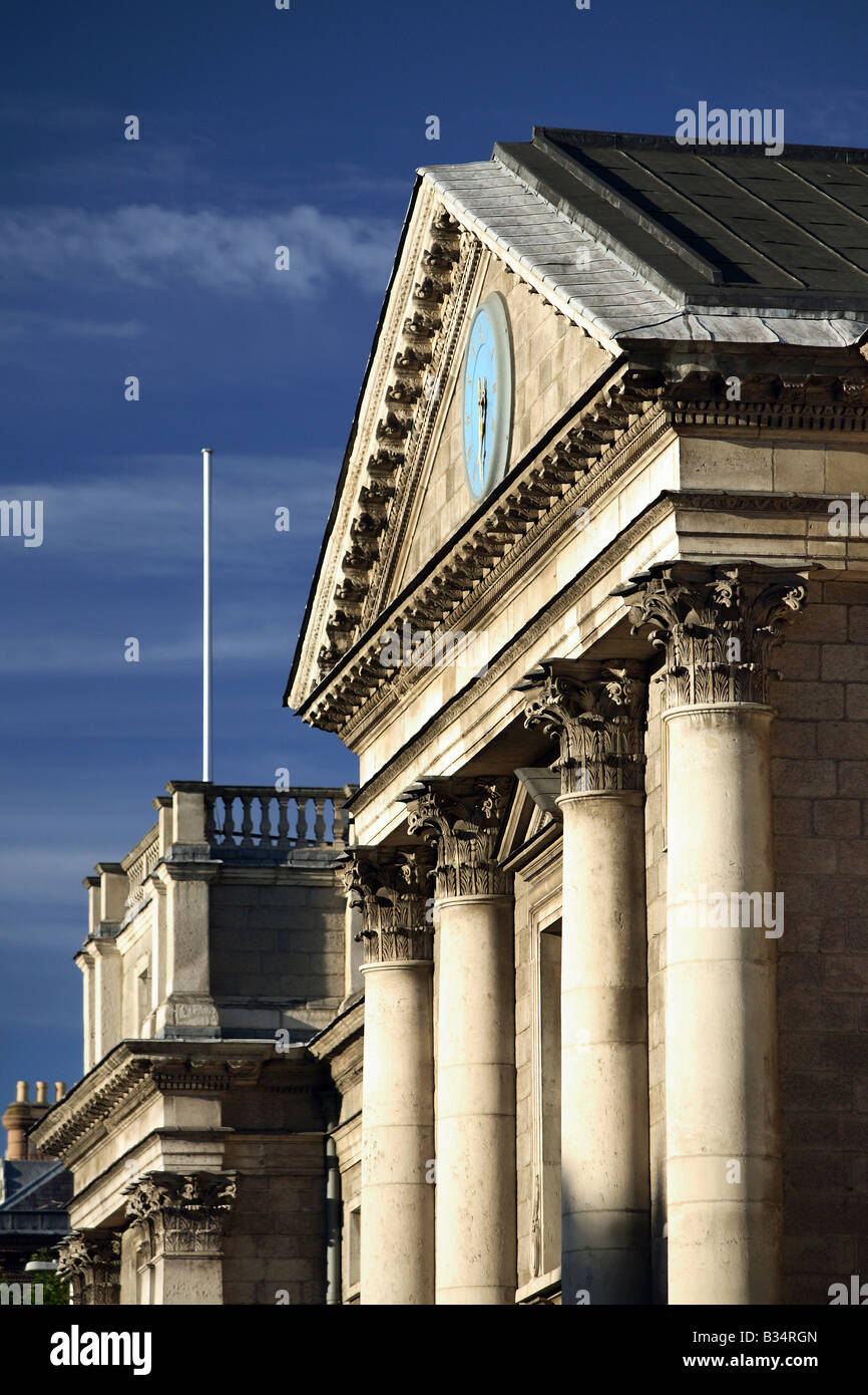 Visualizzazione dettagliata dell'edificio principale del Trinity College di Dublino, Irlanda Foto Stock