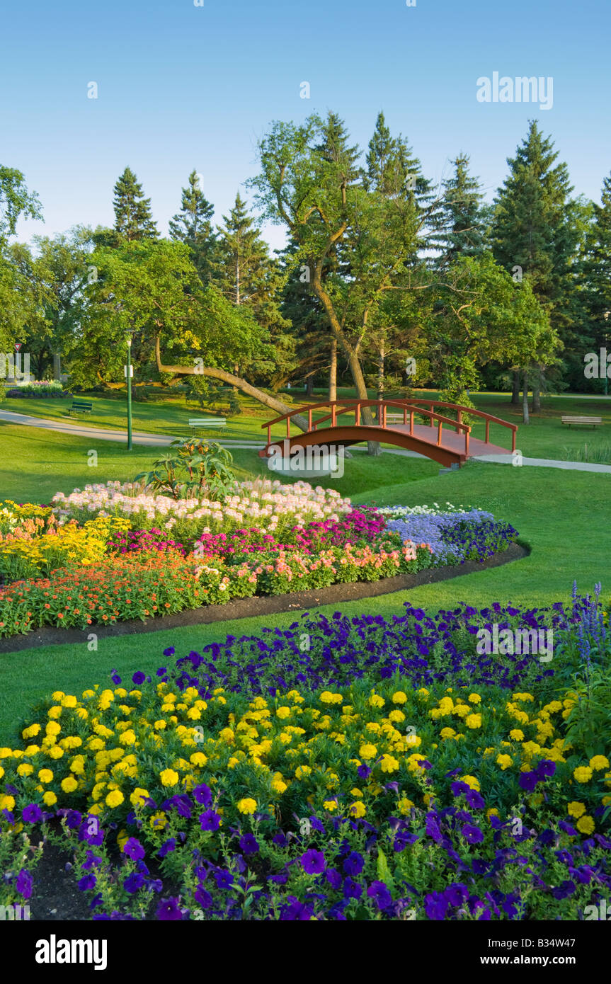 Il procedimento formale di giardini di fiori a Kildonan Park in Winnipeg Manitoba Caqnada Foto Stock