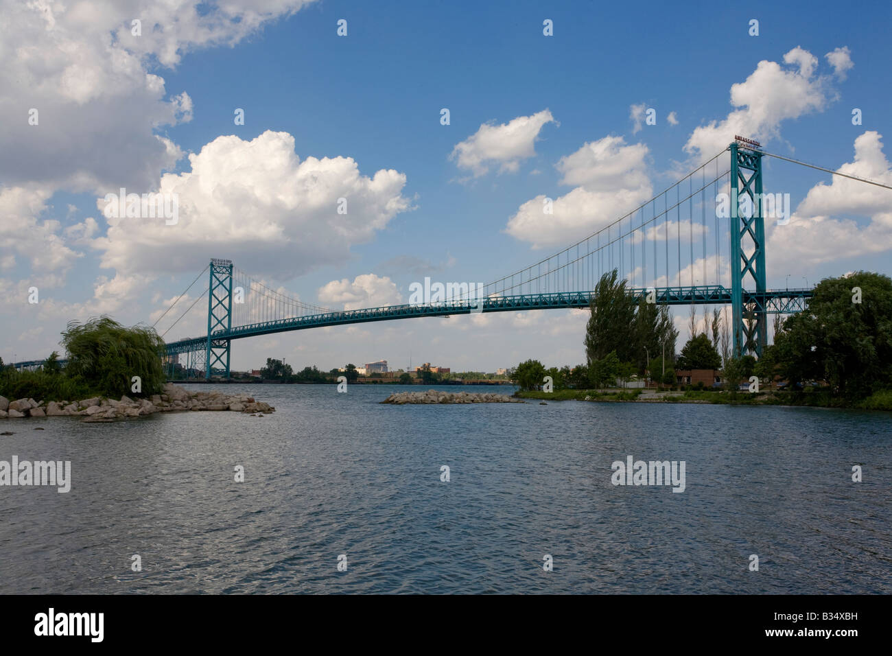 Ambasciatore ponte sul fiume Detroit da windsor ontario canada prospettiva Foto Stock