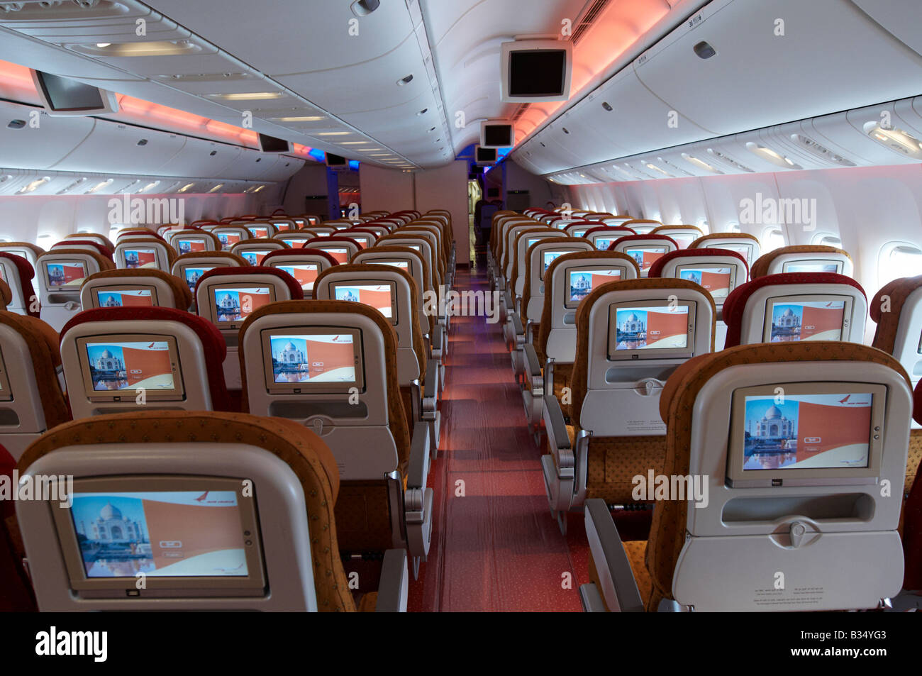 Economy Class Air India Boeing 777-300ER Farnborough Air Show 2008 Foto Stock