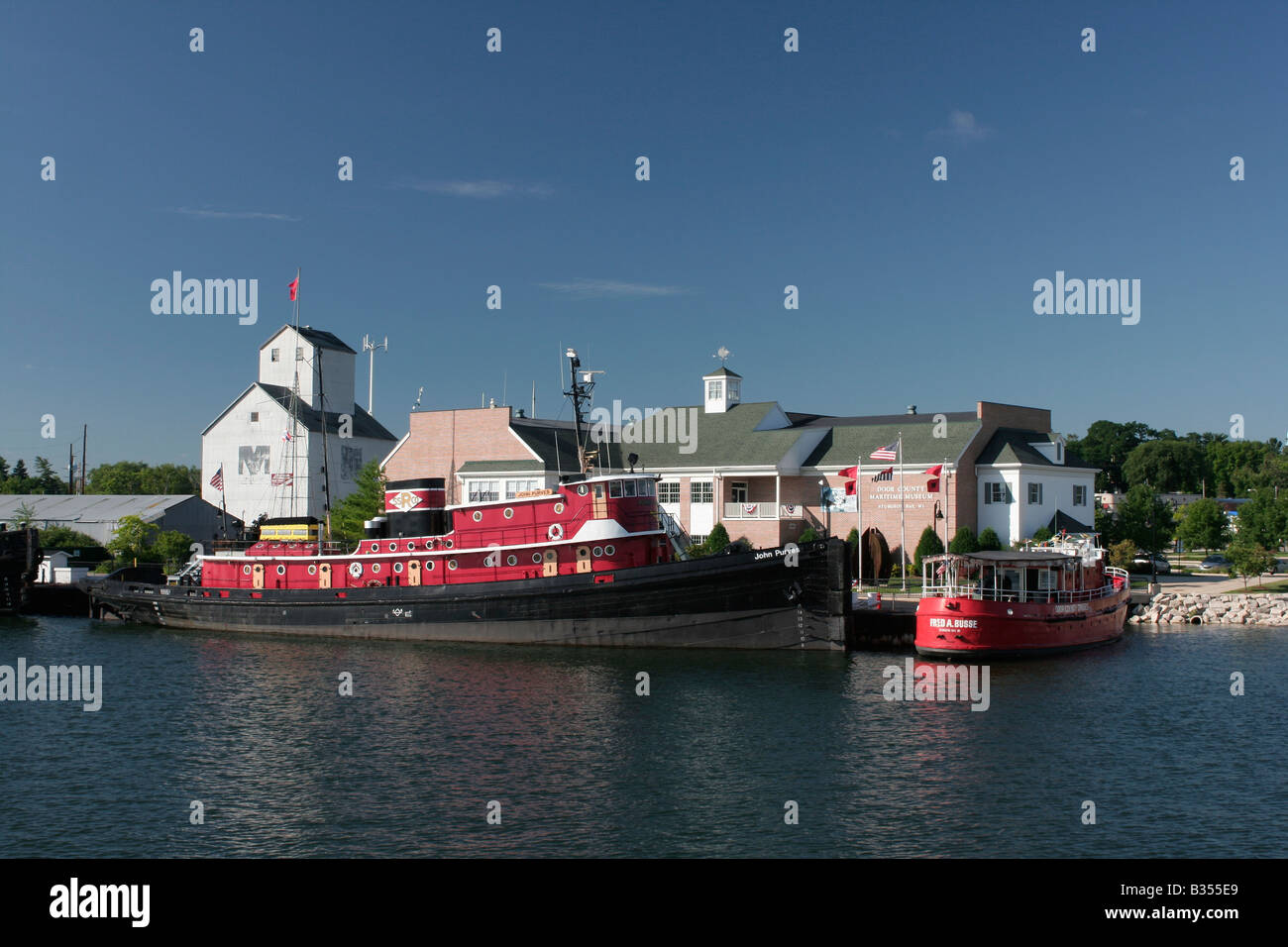 Navi ancorate alla porta County il Museo Marittimo di Baia di storione Wisconsin Foto Stock