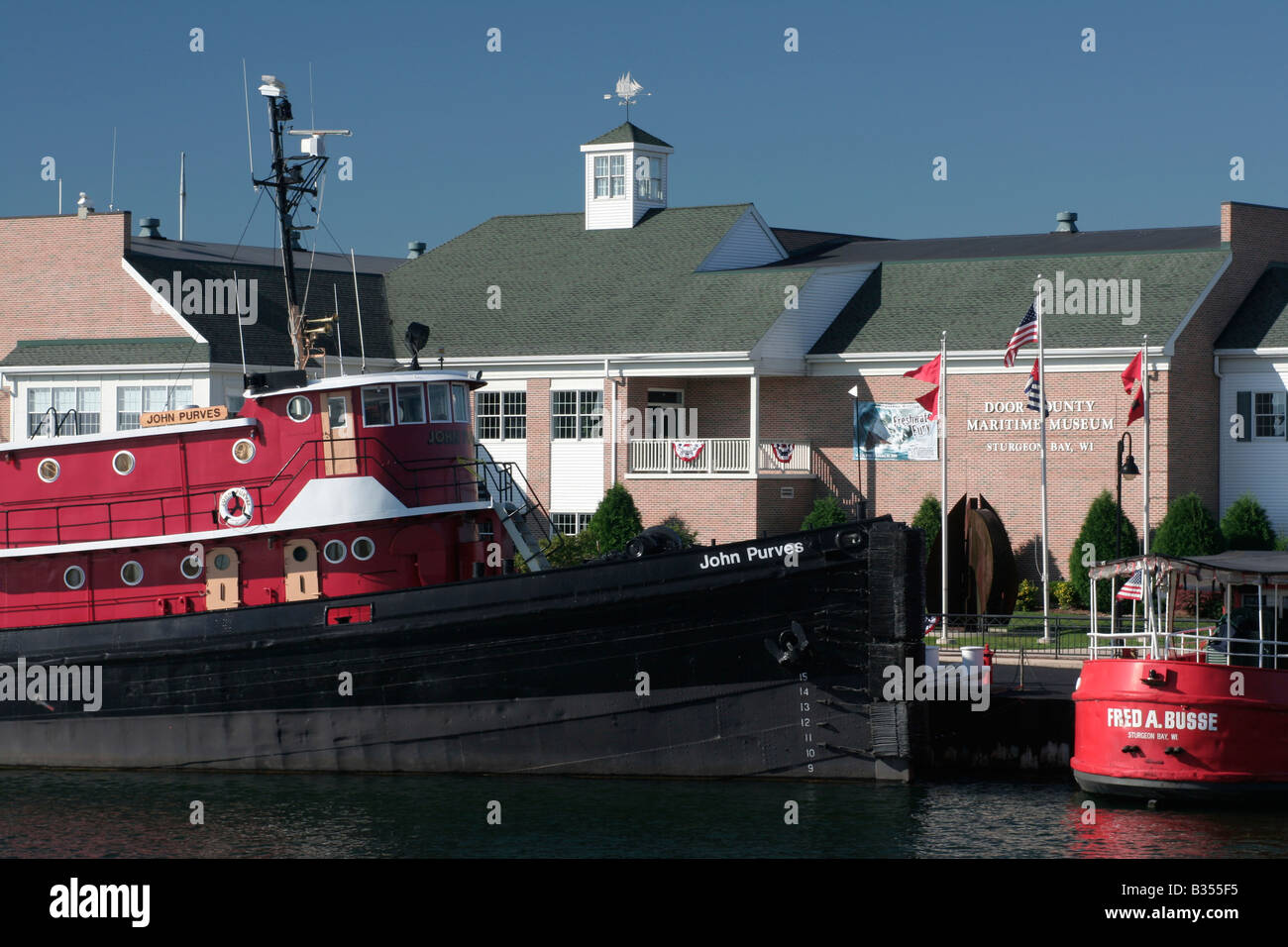 Navi ancorate a Door County il Museo Marittimo di Baia di storione Wisconsin Foto Stock