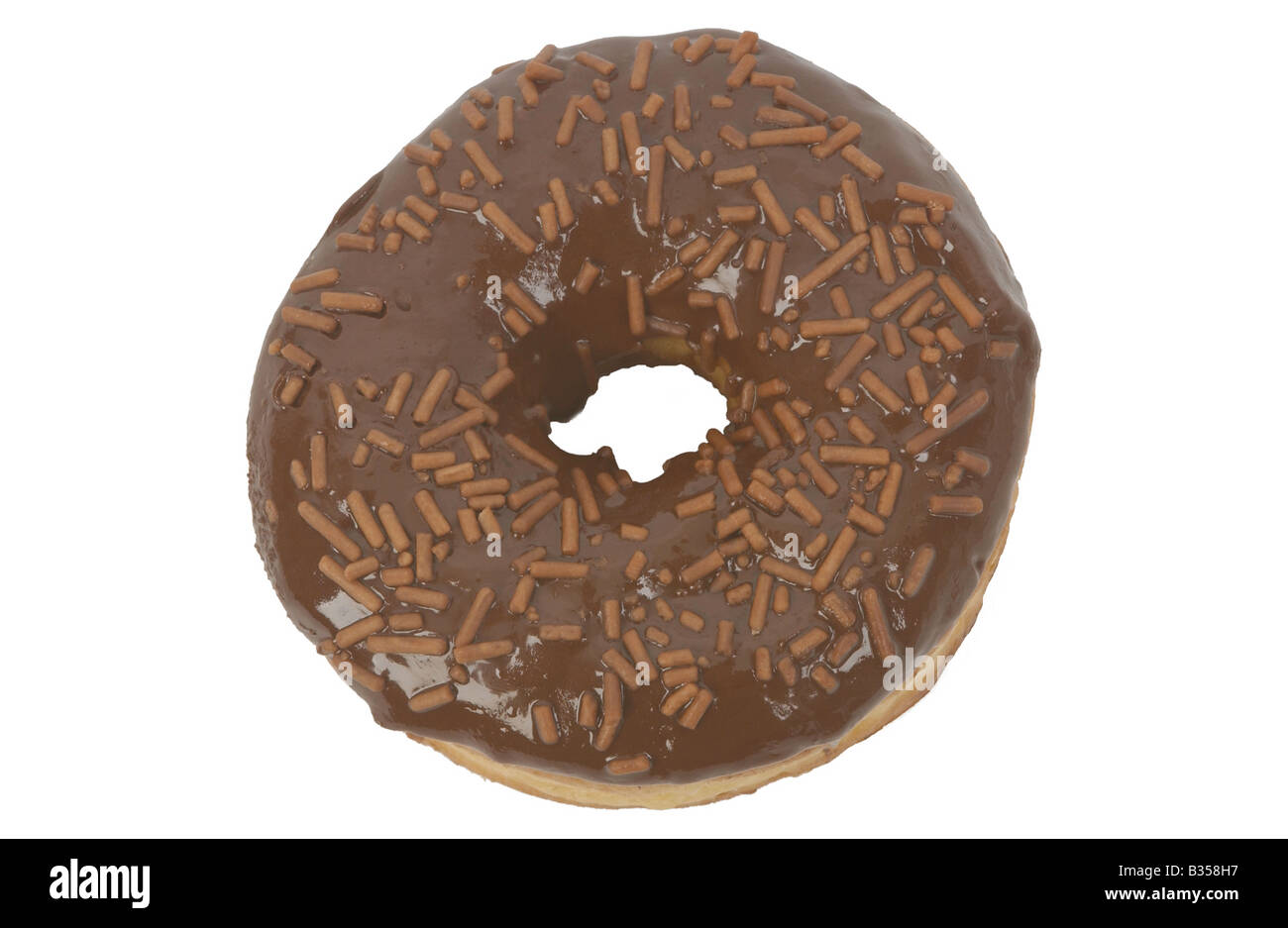 Tagliare fuori da una ciambella di cioccolato Foto Stock