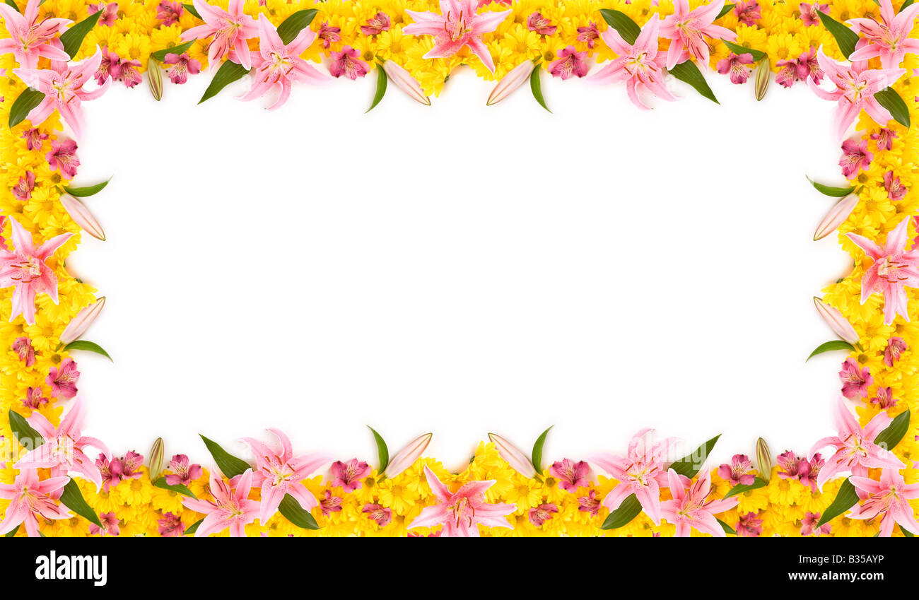 Questa è una variopinta cornice floreale potrebbe essere usato come un cartellone pubblicitario o una scheda Foto Stock
