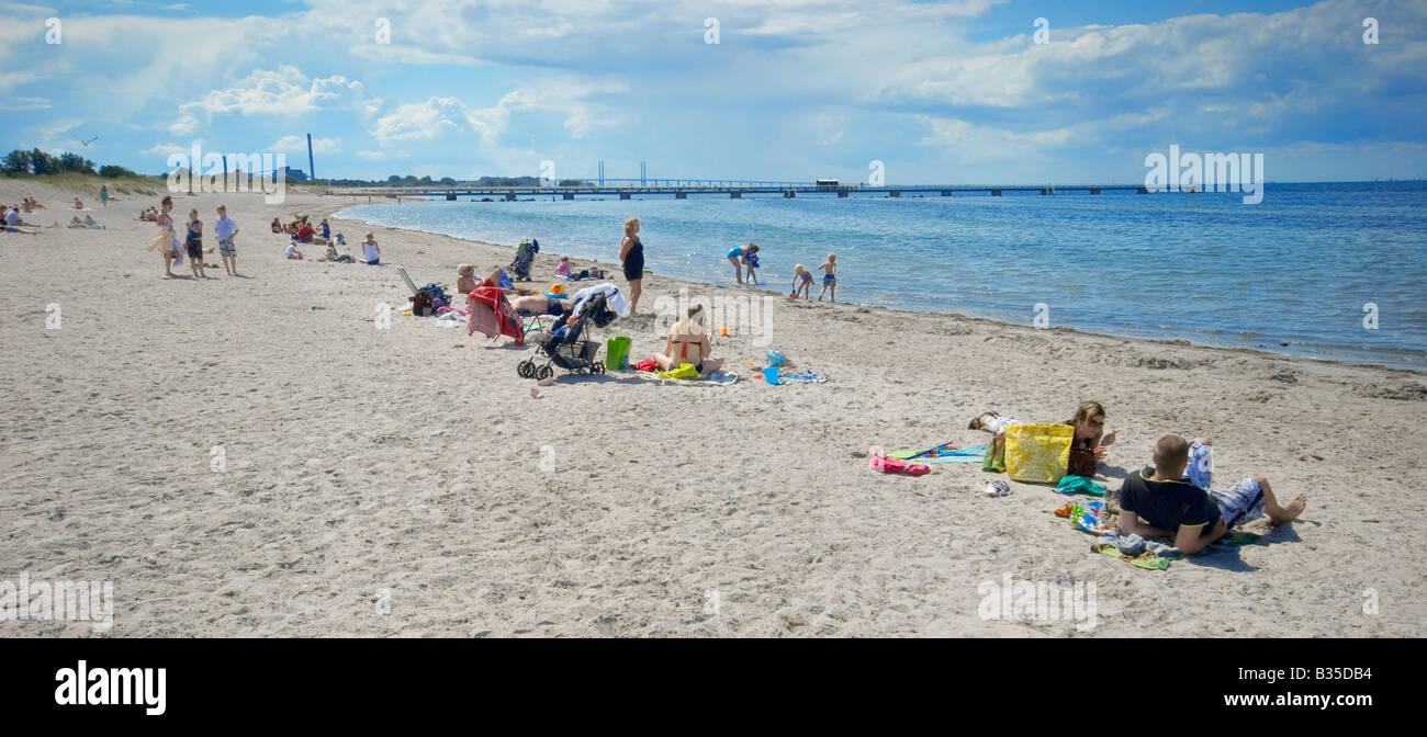 La vita in spiaggia presso la spiaggia di Ribersborg, comunemente noto come Ribban, nel centro di Malmö, Svezia. Foto Stock