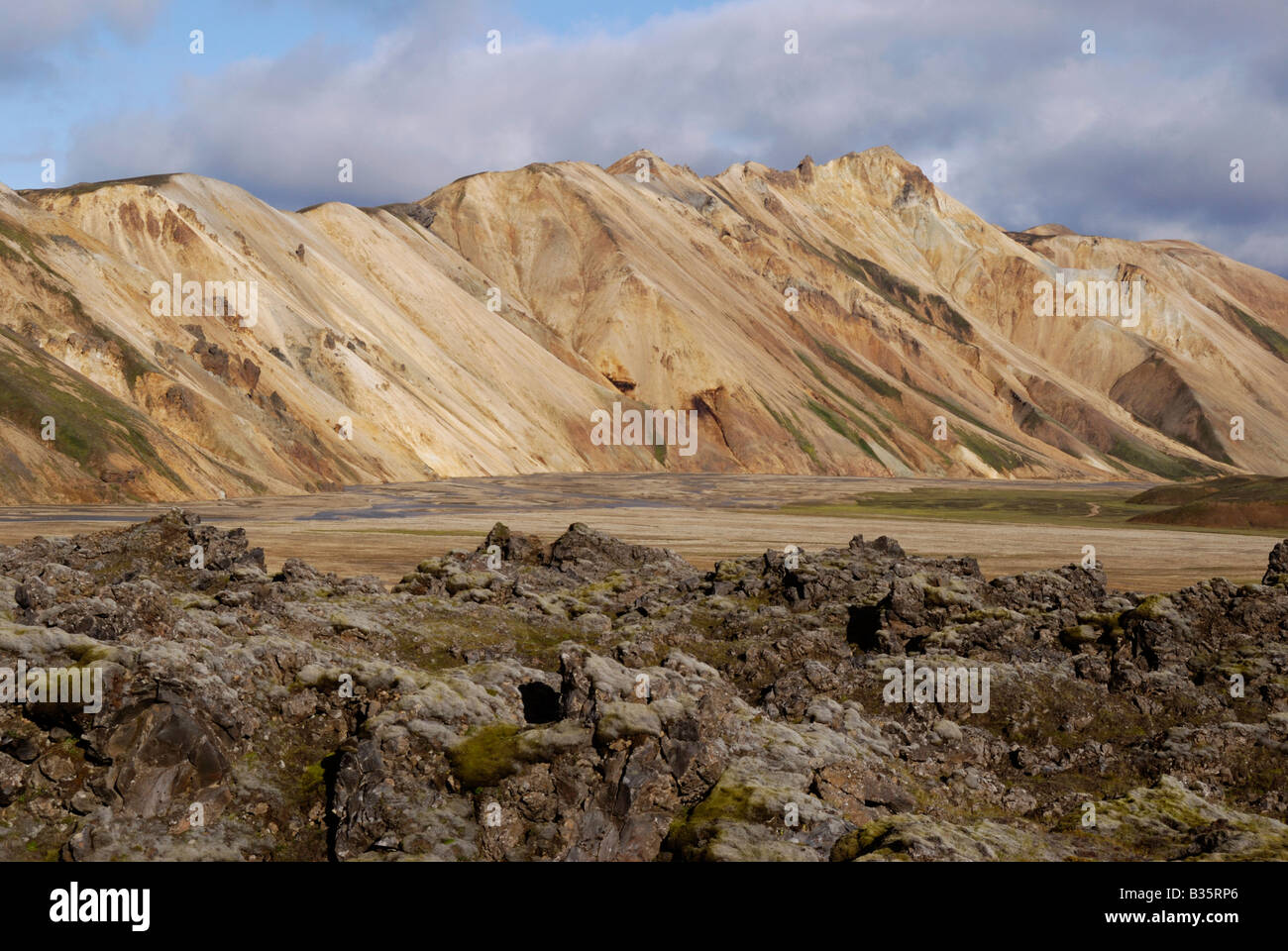 E Laugahraun Austurbarmur Landmannalaugar Islanda Foto Stock