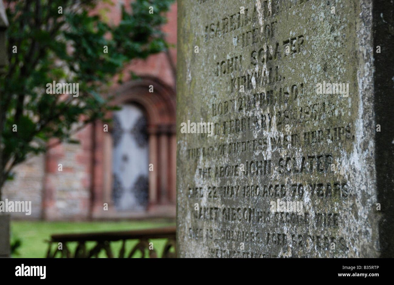 Grave Stone St Magnus Cathedral Kirkwall Isole Orcadi Scozia Scotland Foto Stock