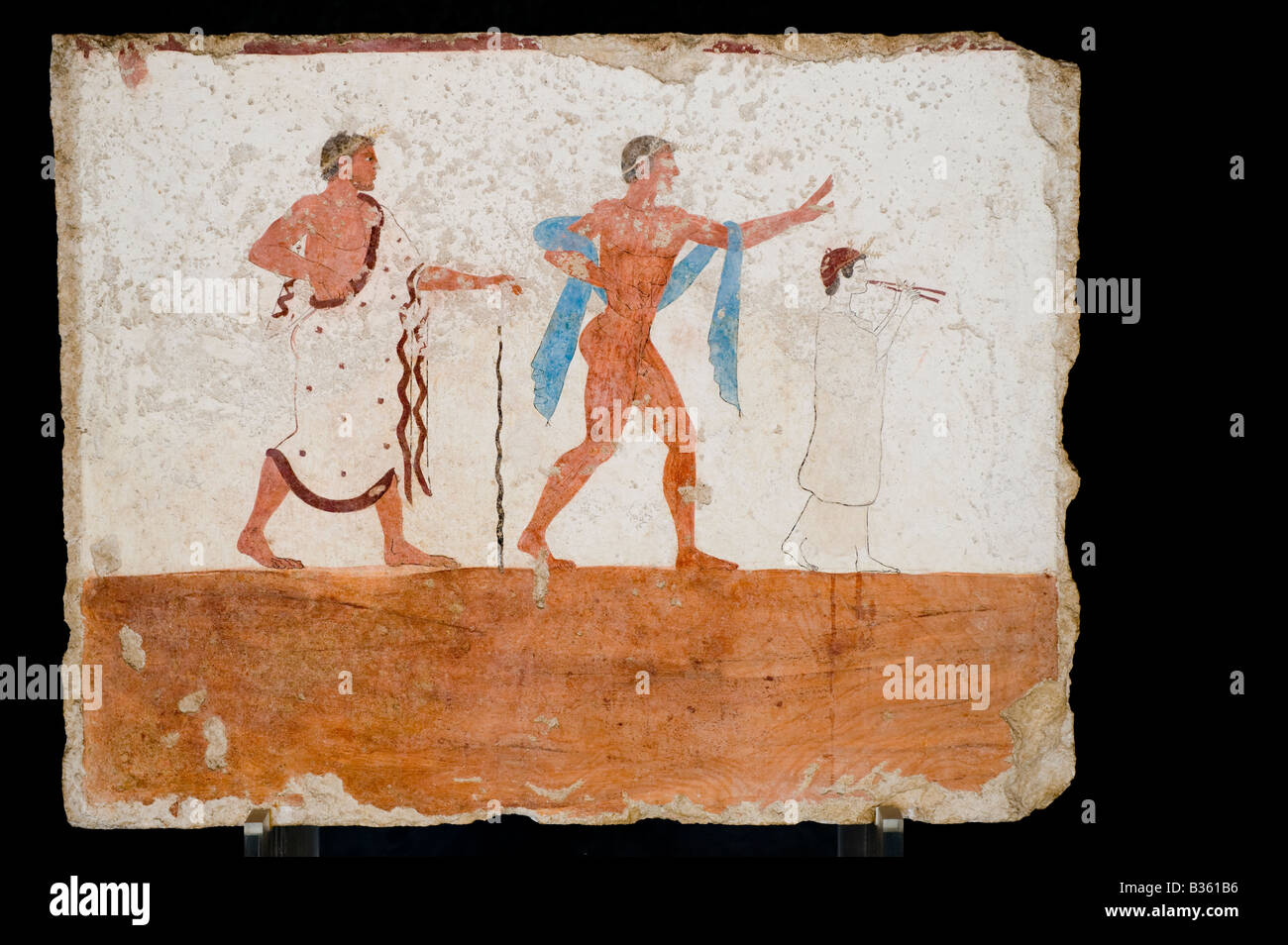 Affrescata lastra dalla Tomba del tuffatore Foto stock Alamy