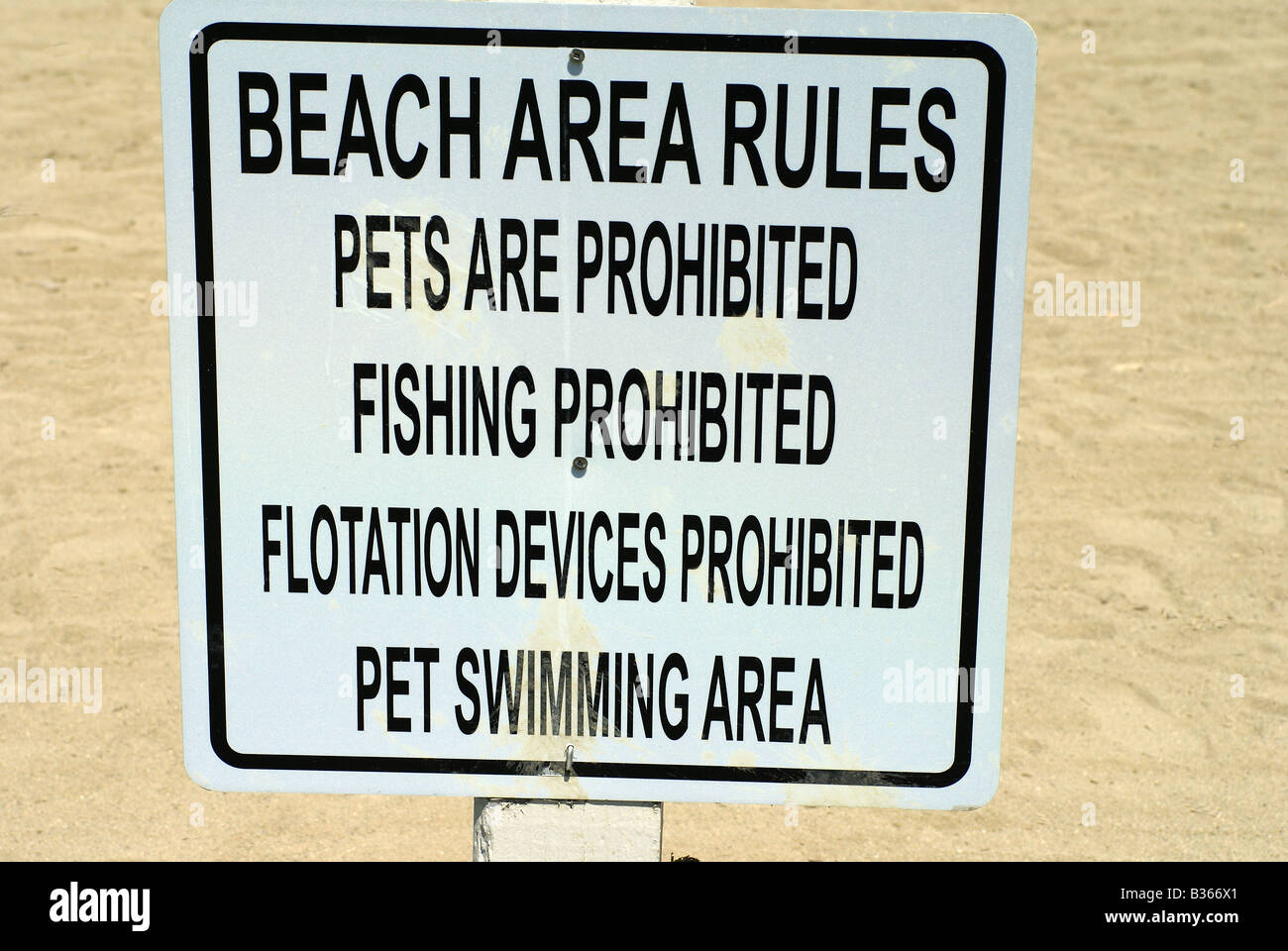 Regole di spiaggia Foto Stock