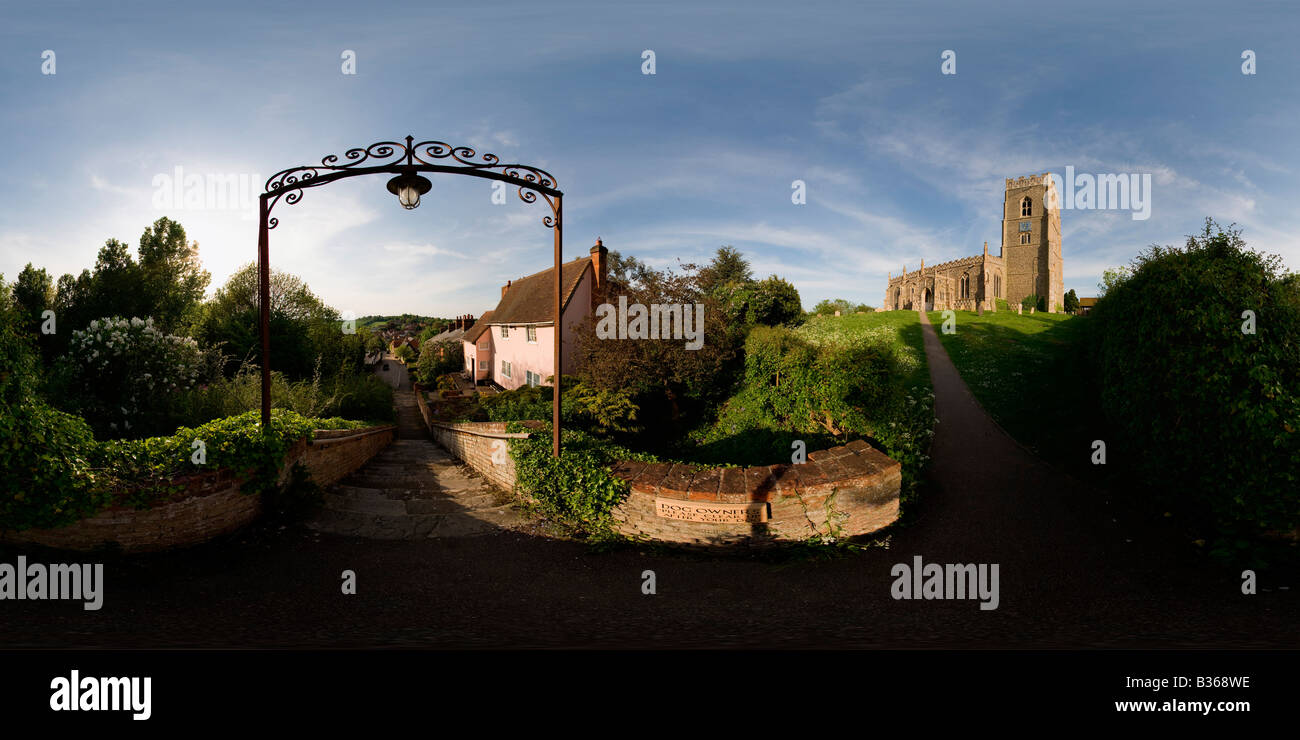 360° vista panoramica del villaggio di Kersey in Suffolk Foto Stock