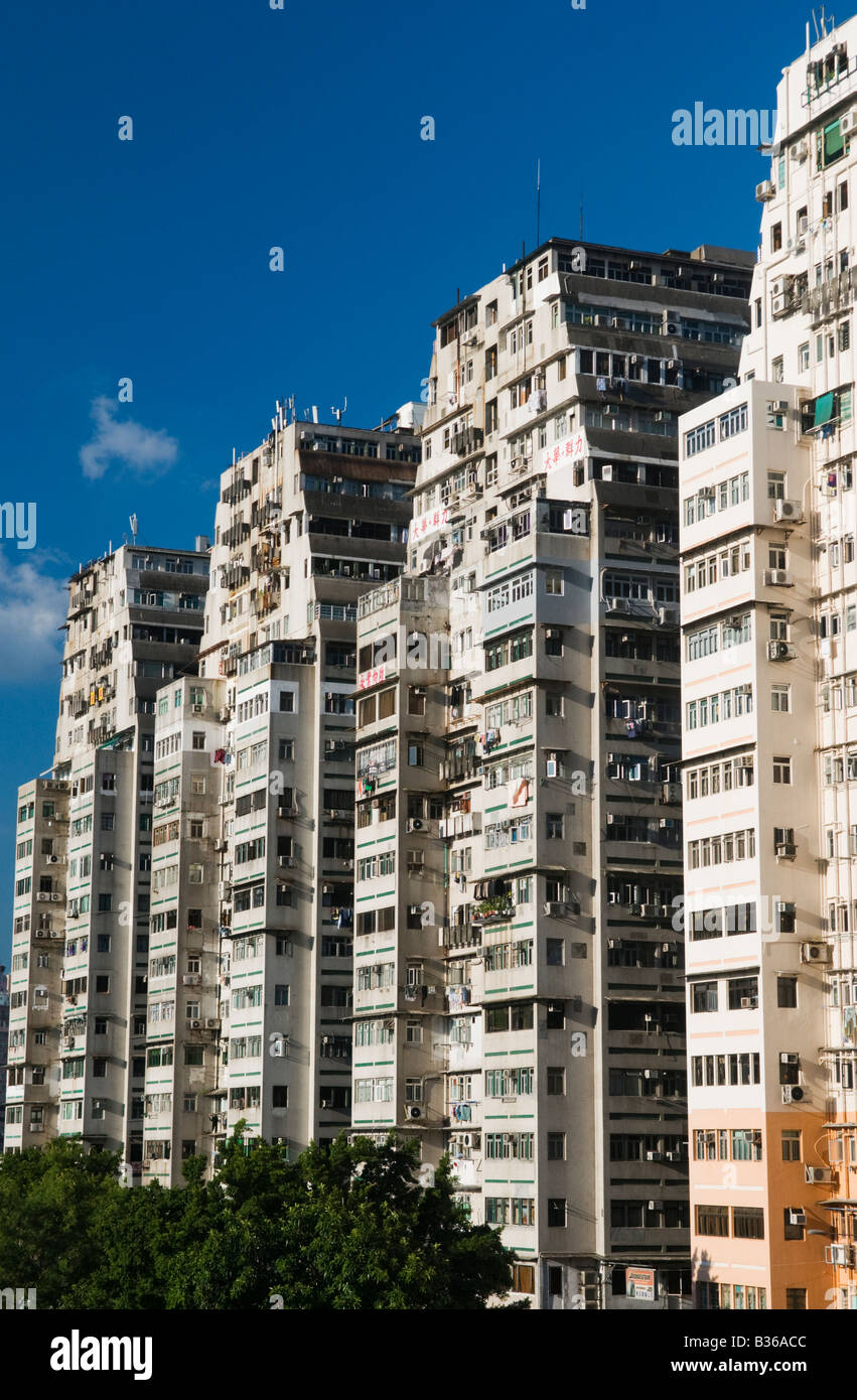 Gli edifici di vecchia costruzione in stazione Yaumatei Kowloon Hong Kong Foto Stock