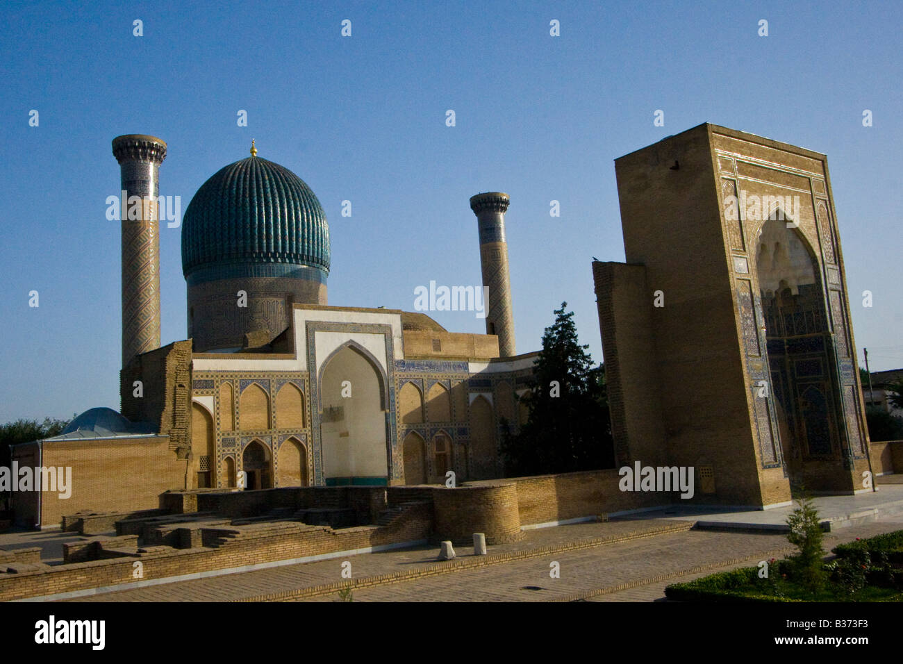 Tamerlane tomba Guri Amir nel Mausoleo, Samarcanda Uzbekistan Foto Stock