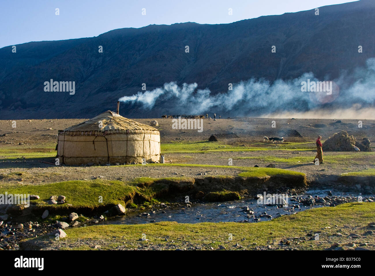 In yurta Village Jalang nel Pamirs in Tagikistan Foto Stock