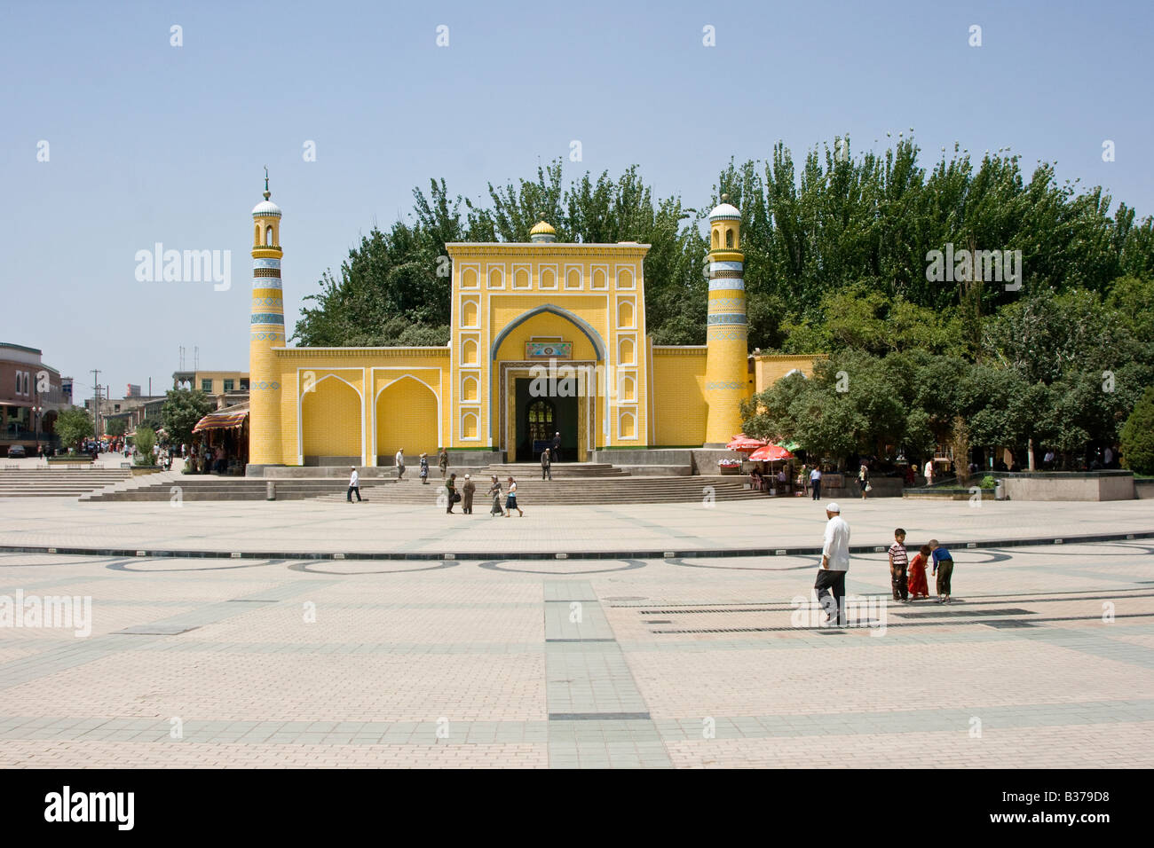 Alla Moschea Id kah di Kashgar nella provincia dello Xinjiang Cina Foto Stock