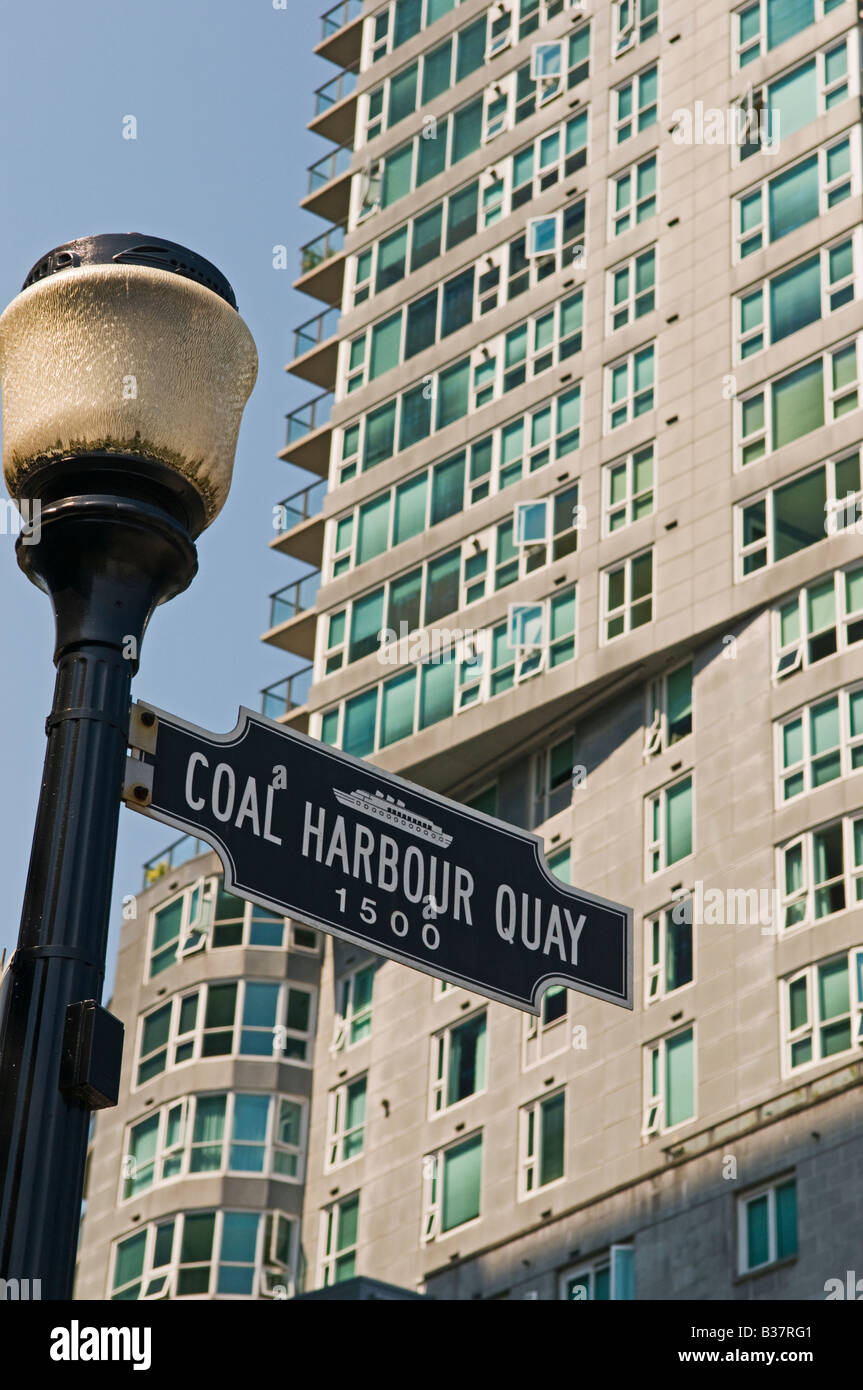 "Strada segno di Coal Harbour Vancouver Canada" Foto Stock