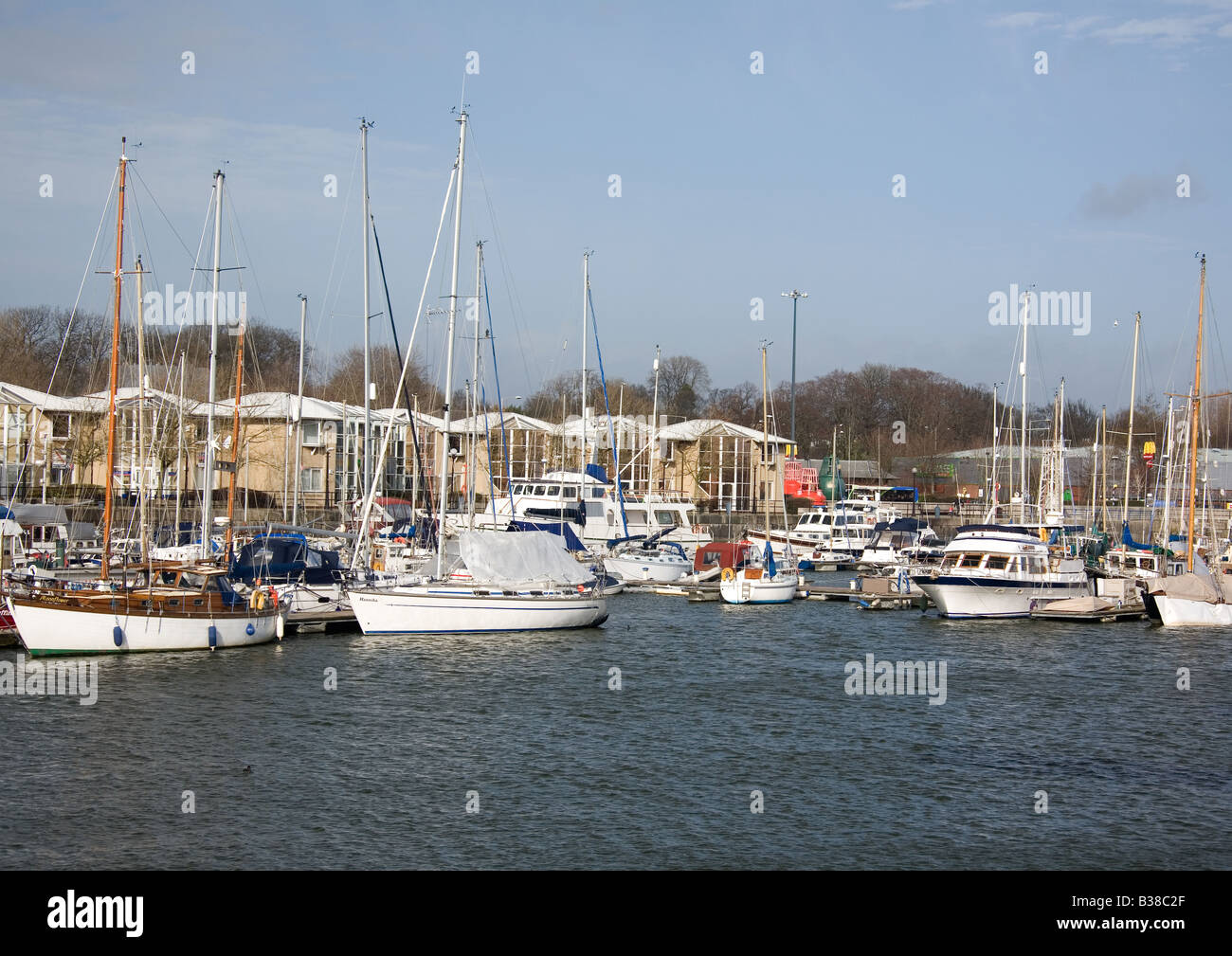 Preston Docks & Marina, Riversway, Preston, Lancashire, Inghilterra, Regno Unito. Foto Stock