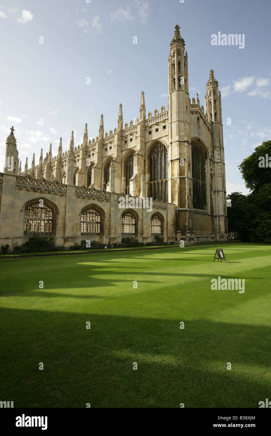 Città di Cambridge, Inghilterra. Vista del Kings College di Cambridge cappella da King's Parade. Foto Stock