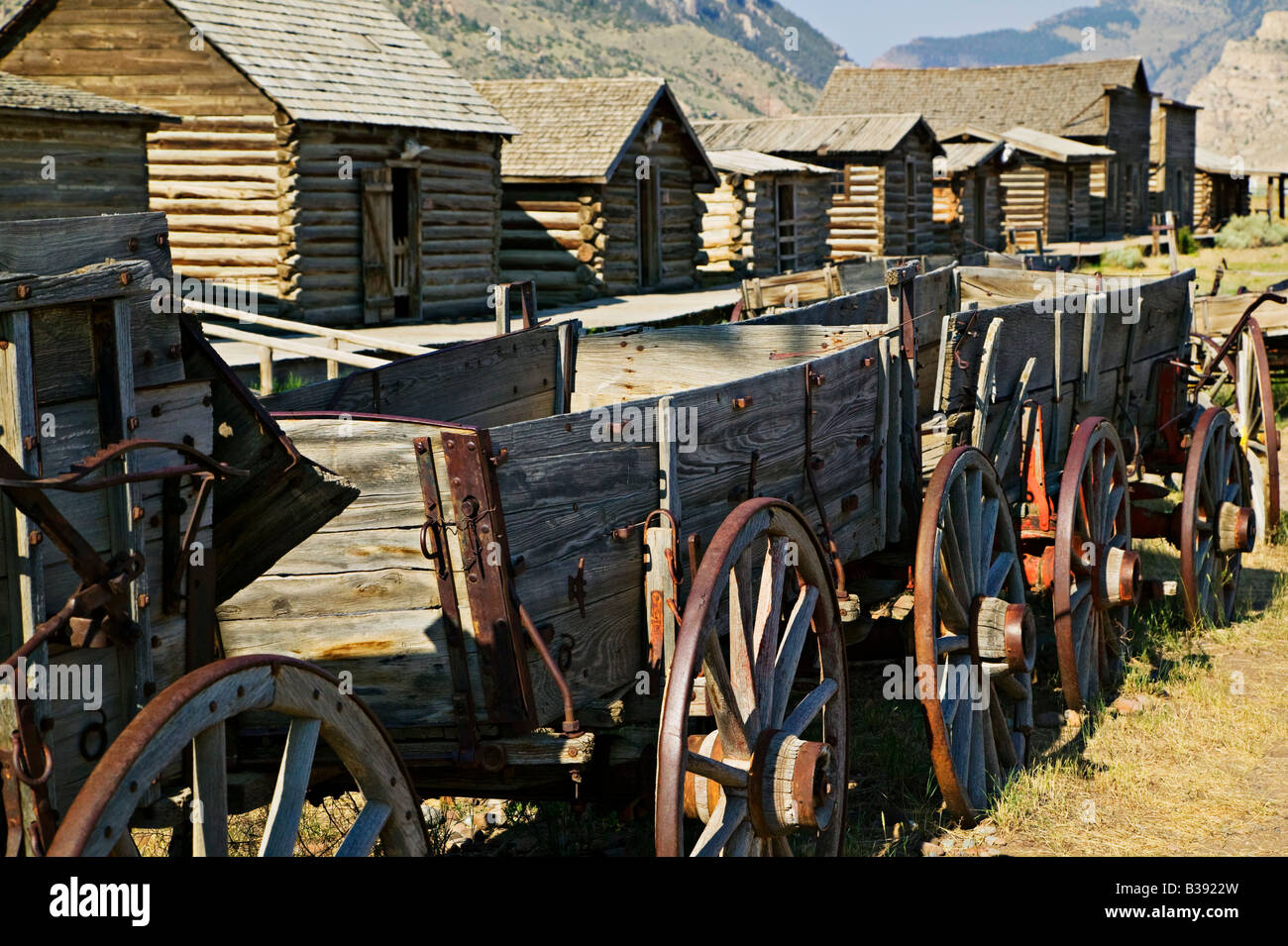 La Città Vecchia, Cody, Wyoming carri Foto Stock