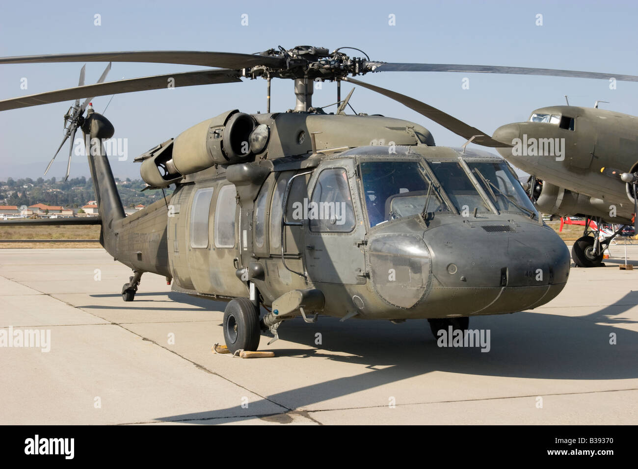 US Army Black Hawk elicottero sul terreno ad un air show Foto Stock