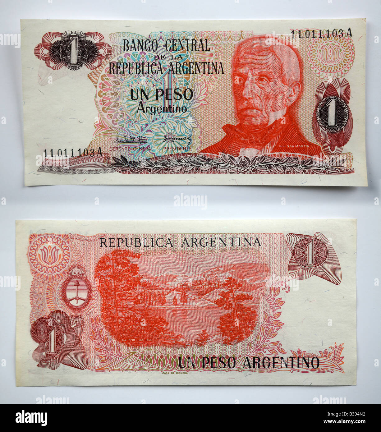 Banconote da Argentina, Sud America Onu Pesos pesos Foto Stock