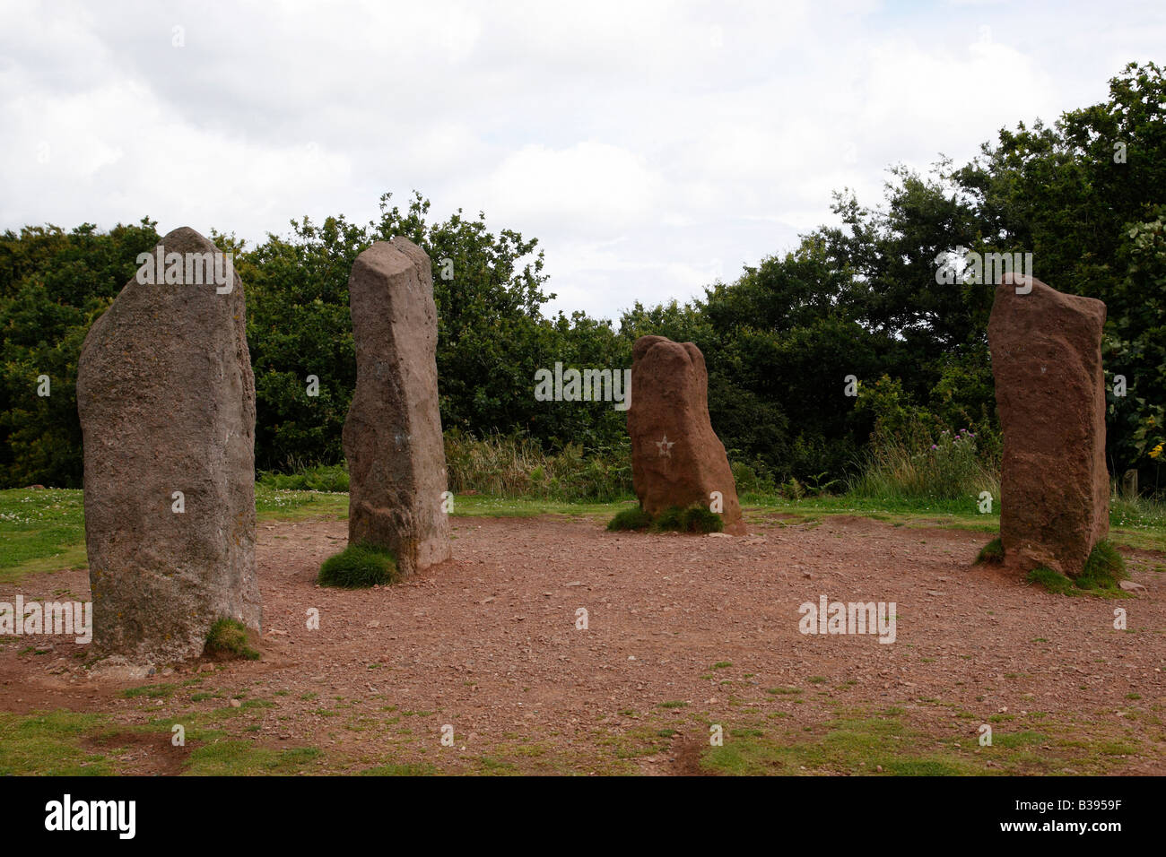 Quattro follia di pietra sulla cima della collina di adams parte delle colline clent parte del National Trust Worcestershire Inghilterra Regno Unito Foto Stock