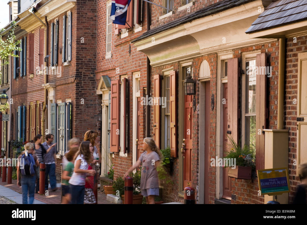 Storico Vicolo Elfreth più antica strada residenziale negli Stati Uniti di Filadelfia in Pennsylvania Foto Stock