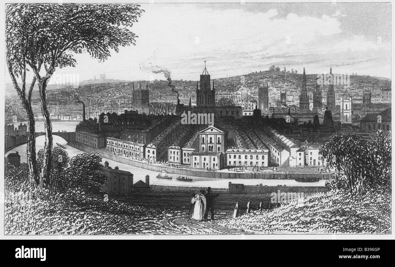 Città di Bristol circa 1830 xix secolo incisione Foto Stock