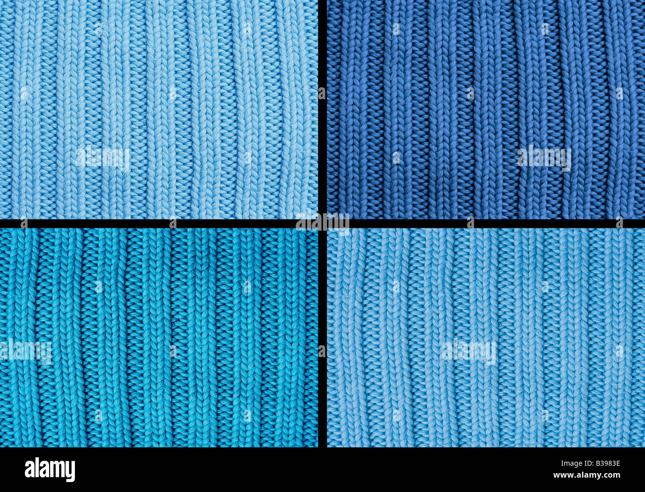La composizione dei quattro modelli di lana - disegno di lavorazione a maglia con purls e maglieria Foto Stock