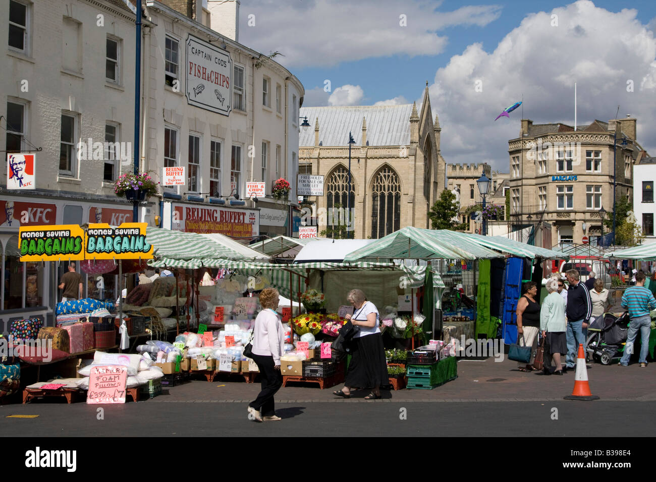 Boston town center high street giorno di mercato lincolnshire England Regno unito Gb Foto Stock