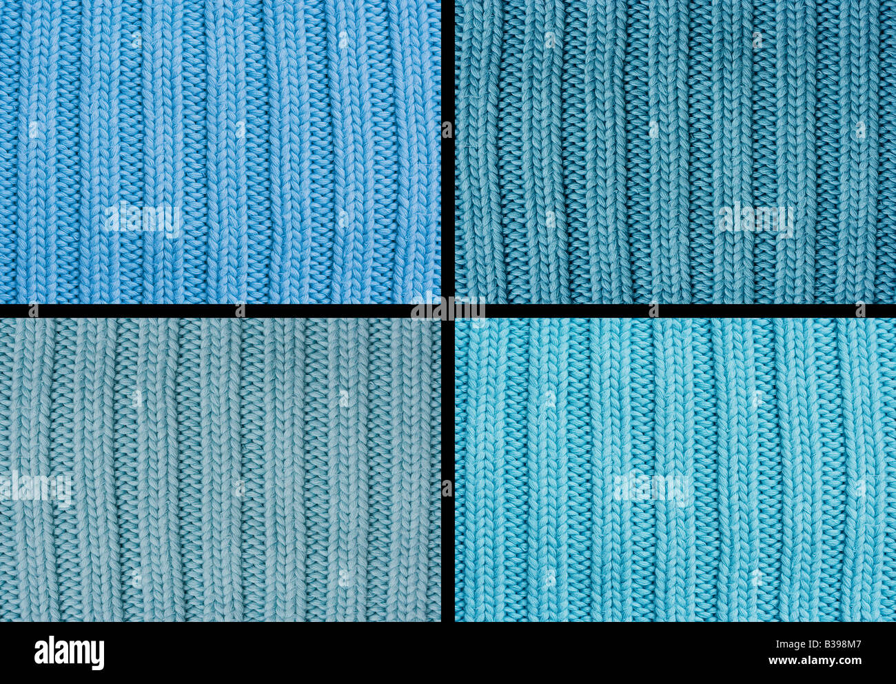 La composizione dei quattro modelli di lana - disegno di lavorazione a maglia con purls e maglieria Foto Stock