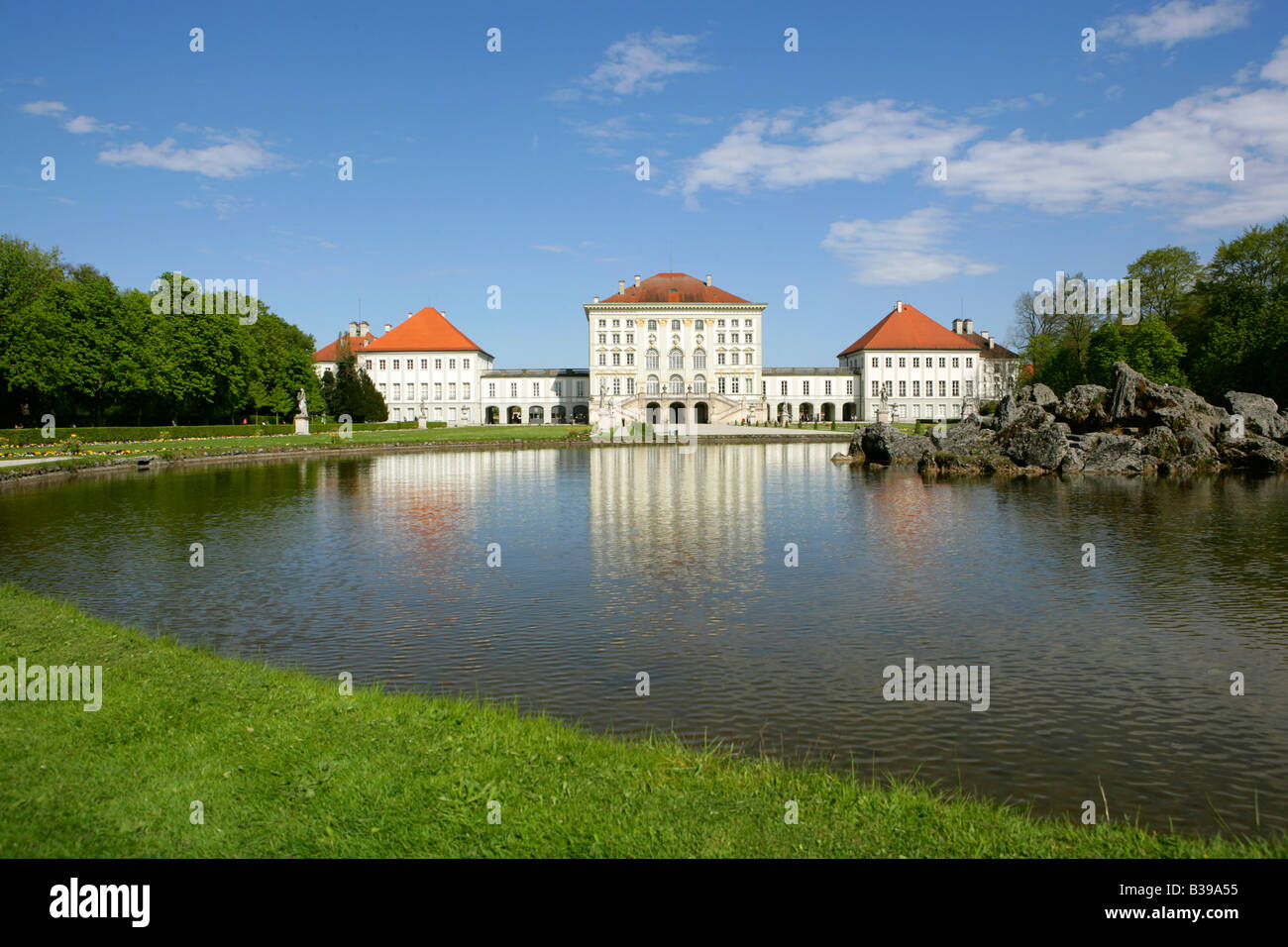 Schloss Nymphenburg in Muenchen, Castello di Nymphenburg Monaco di Baviera, Germania Foto Stock