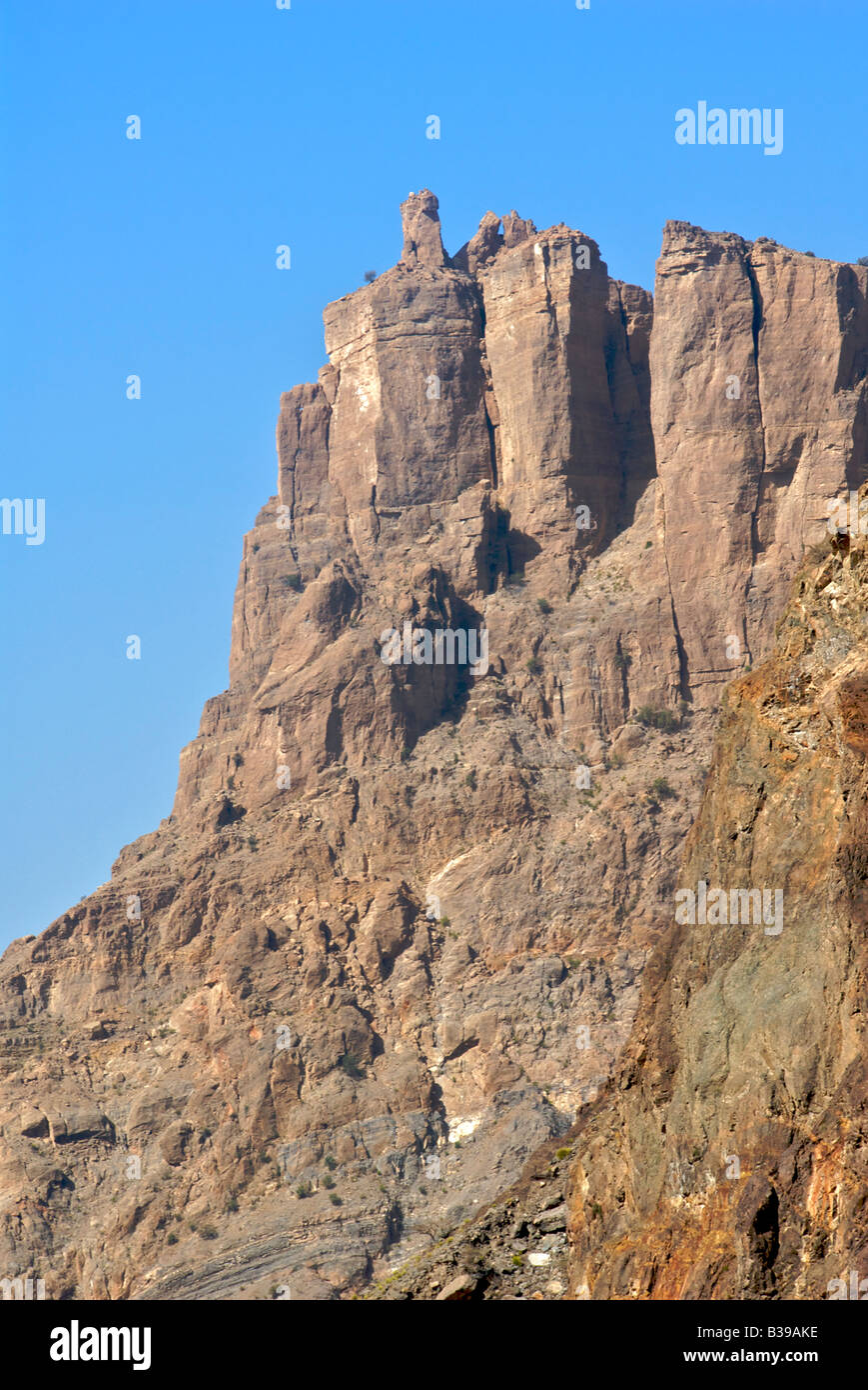 Imponenti formazioni di roccia altopiano Sayq Jabal al Akhdar Sultanato di Oman Foto Stock