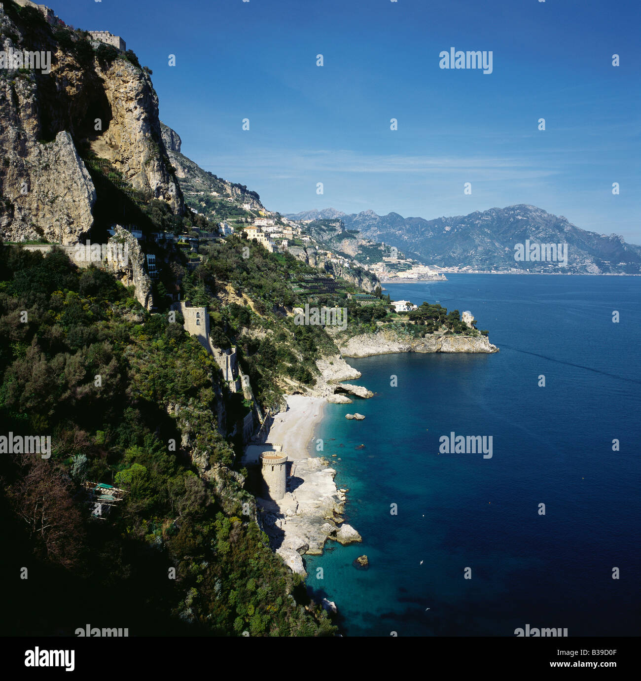 Costiera Amalfitana Campania Italia la spiaggia di Conca dei Marini Foto Stock