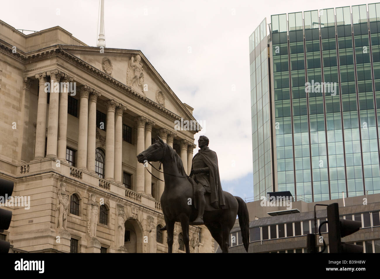 Vista della Bank of England, London, Regno Unito Foto Stock