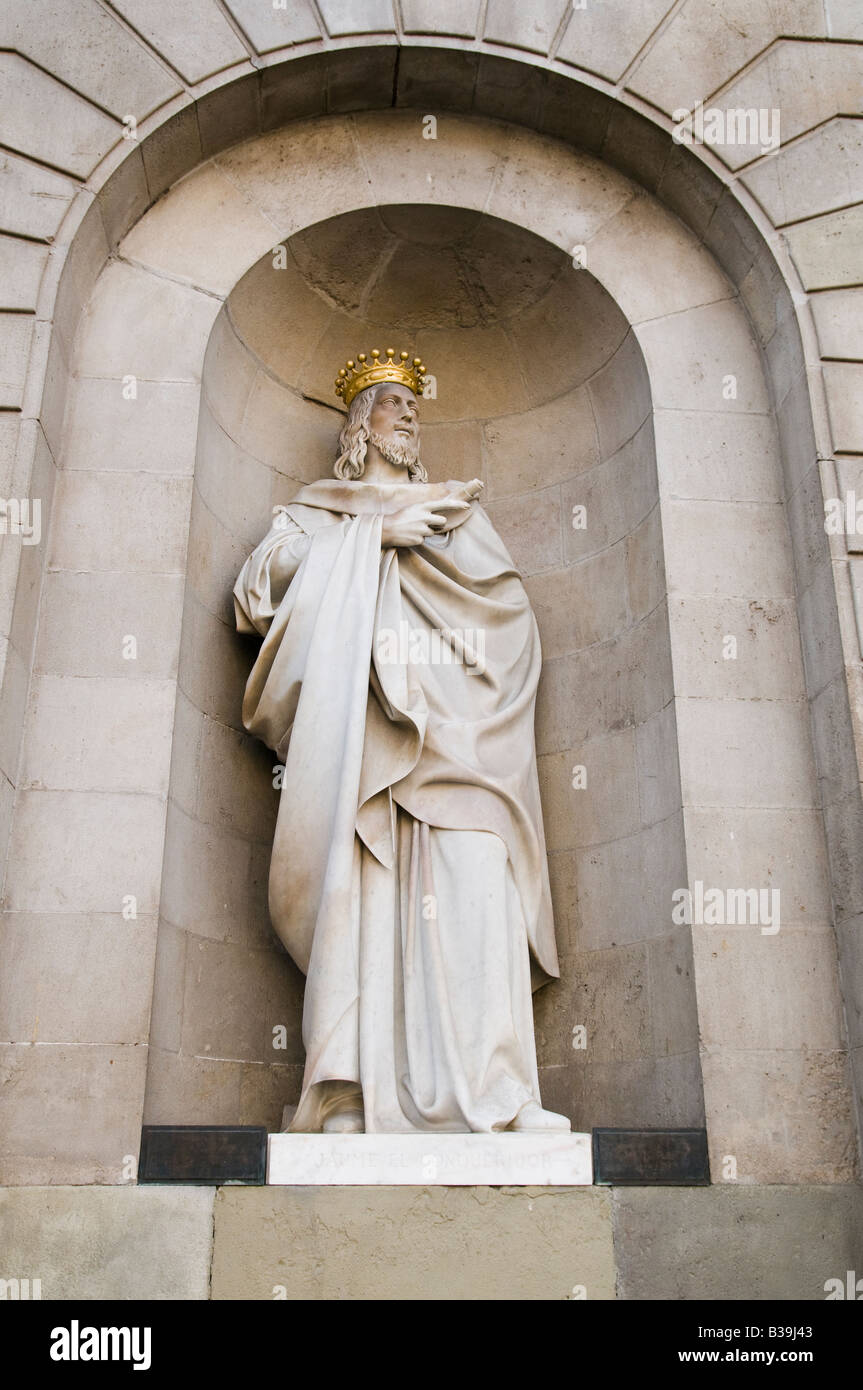 Jaume I statua in 'Plaça Sant Jaume'. Barcellona Foto Stock