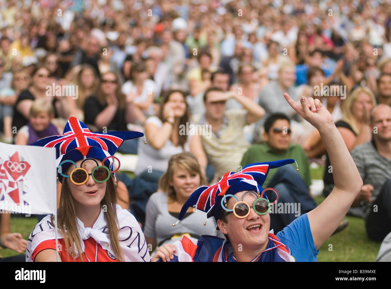 Concerto gratuito partito verde del parco per celebrare la Gran Bretagna assumere come nazione ospite per il 2012 Olimpiadi di Londra Inghilterra Giochi Foto Stock