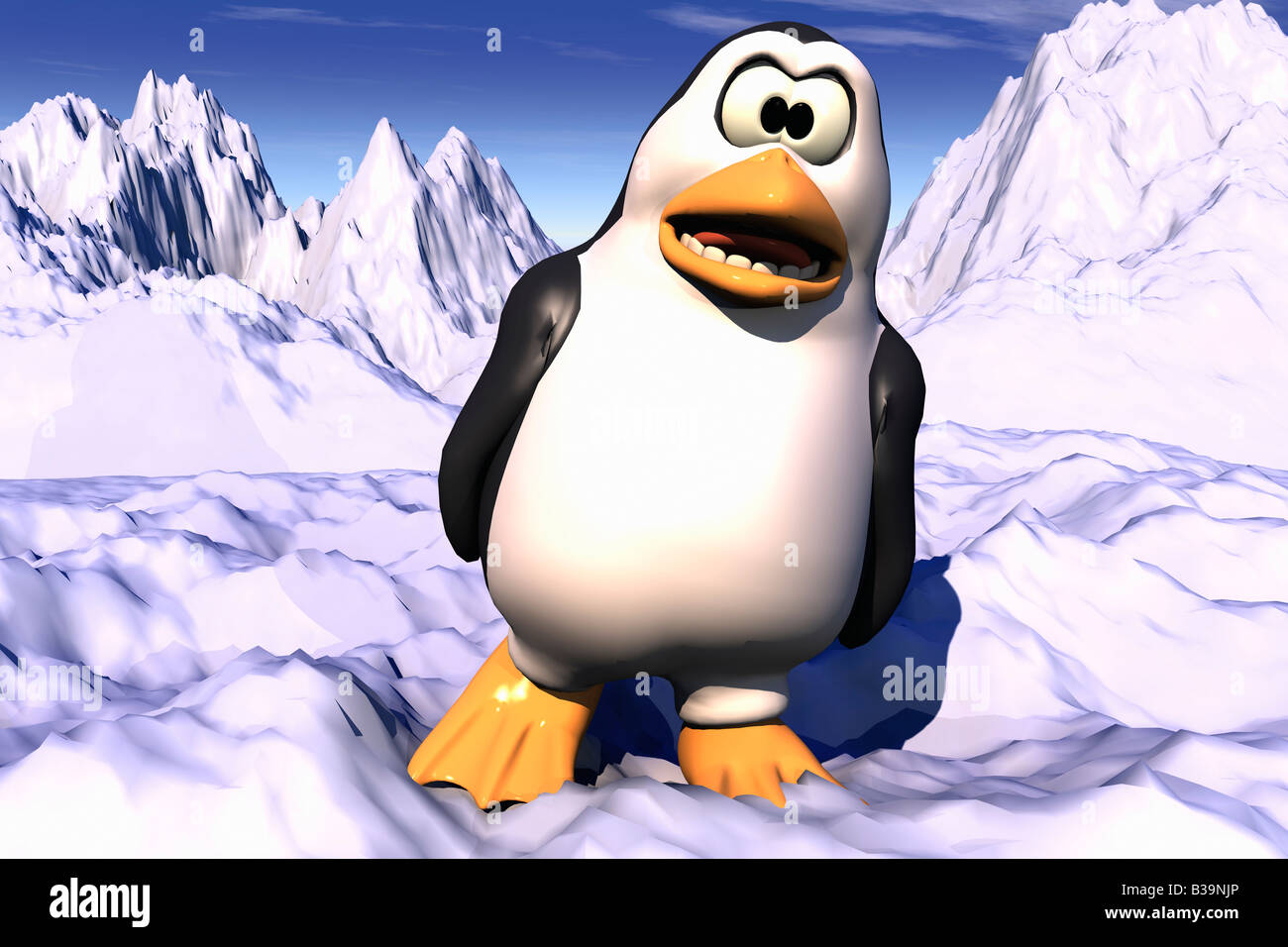 Cartoon illustrazione di un pinguino cercando arrabbiato Foto Stock