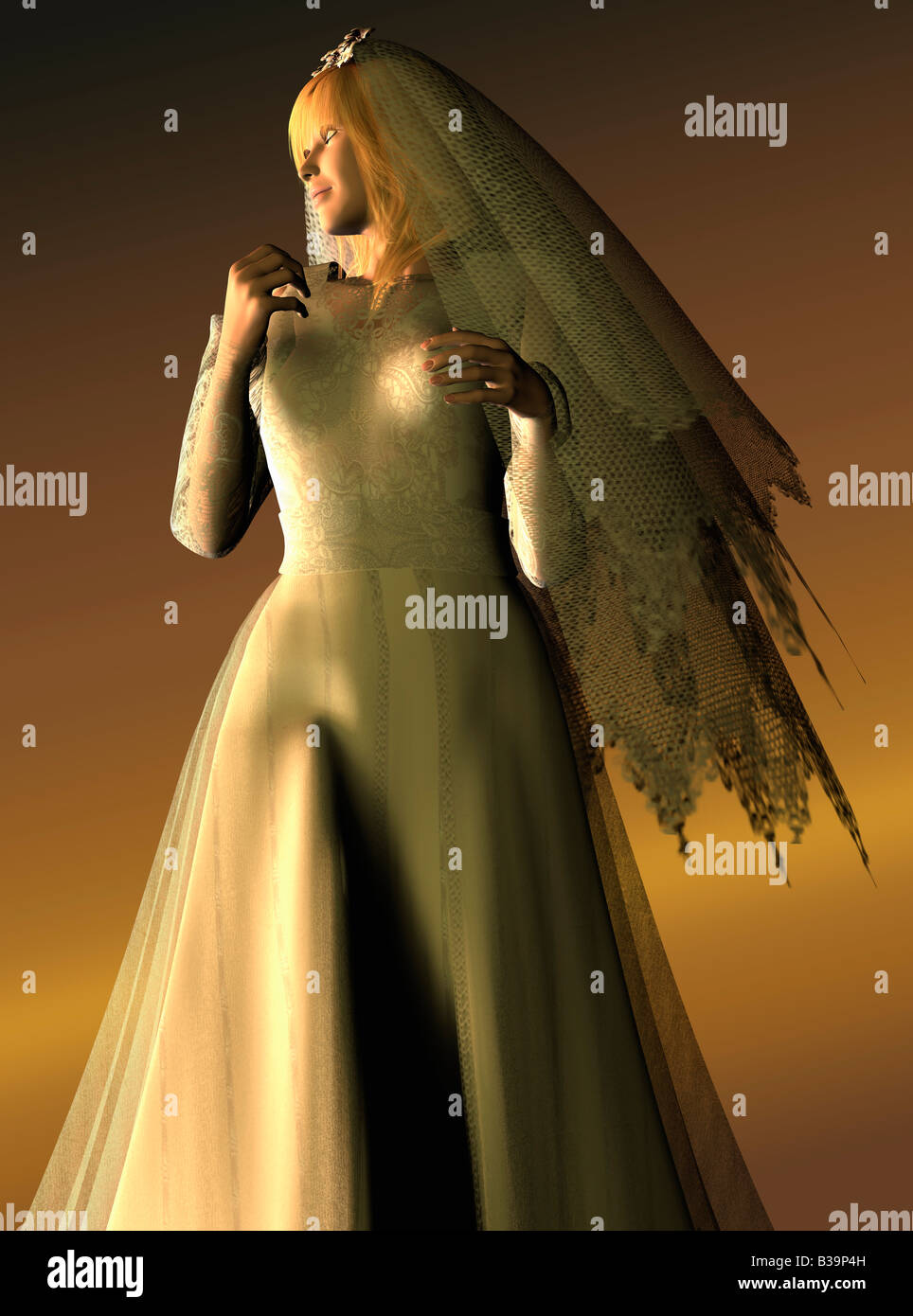 Computer illustrazione della donna in abito da sposa Foto Stock